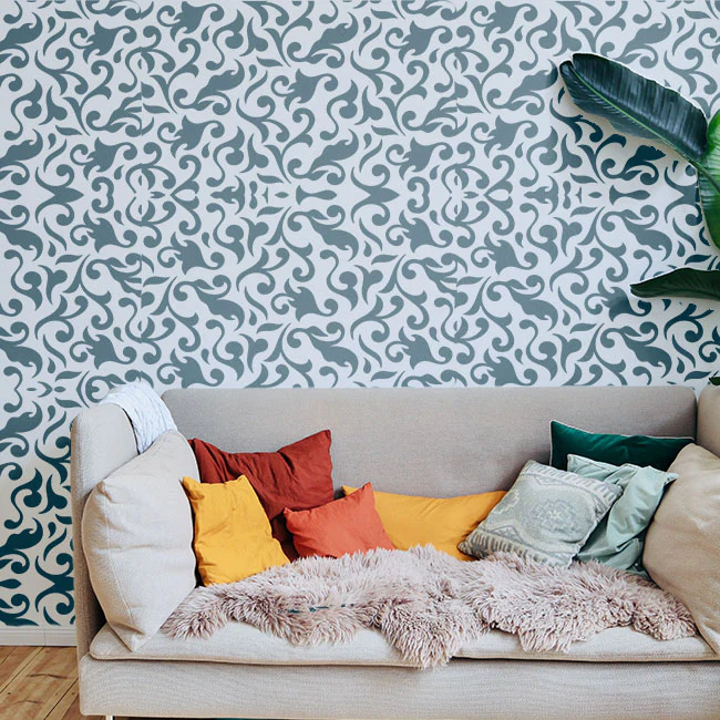 Seamless Pattern Reusable Stencil For Canvas And Wall Painting.ID#219 - Image 4