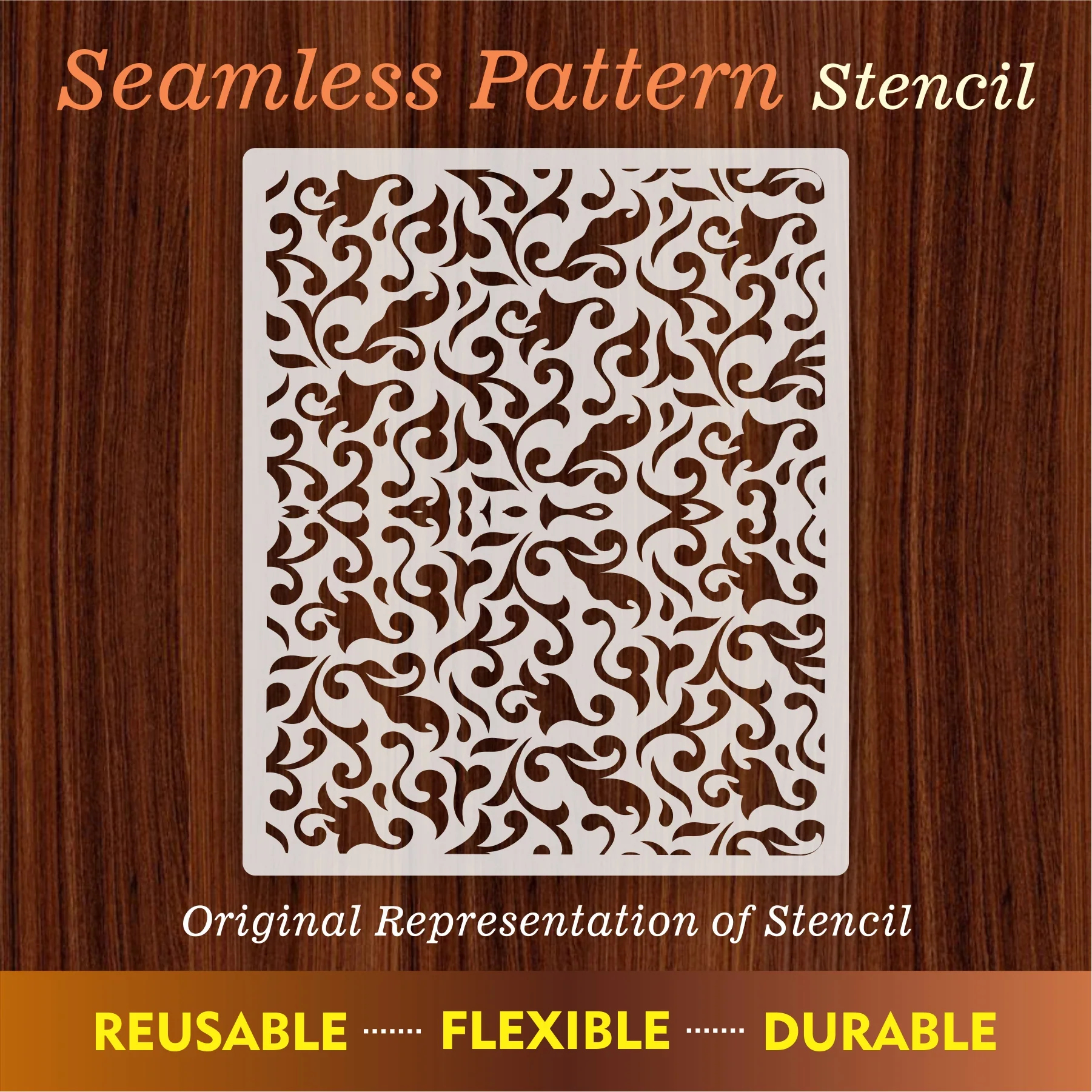 Seamless Pattern Reusable Stencil For Canvas And Wall Painting.ID#219 - Image 6