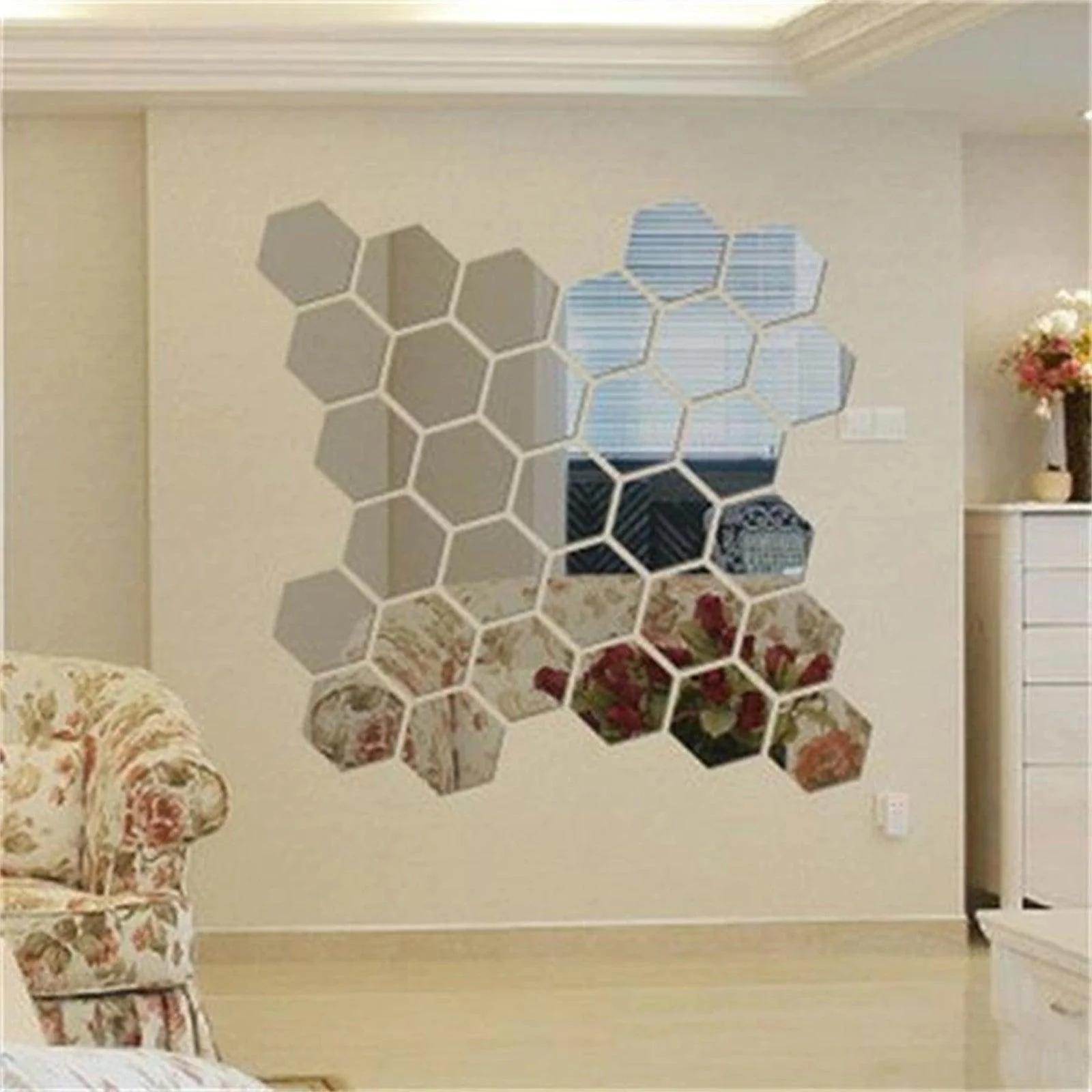 Self Adhesive DIY 3D Mirror Wall Sticker Hexagon Home Decor Mirror Decor Stickers Art Wall Decoration Stickers - Image 8