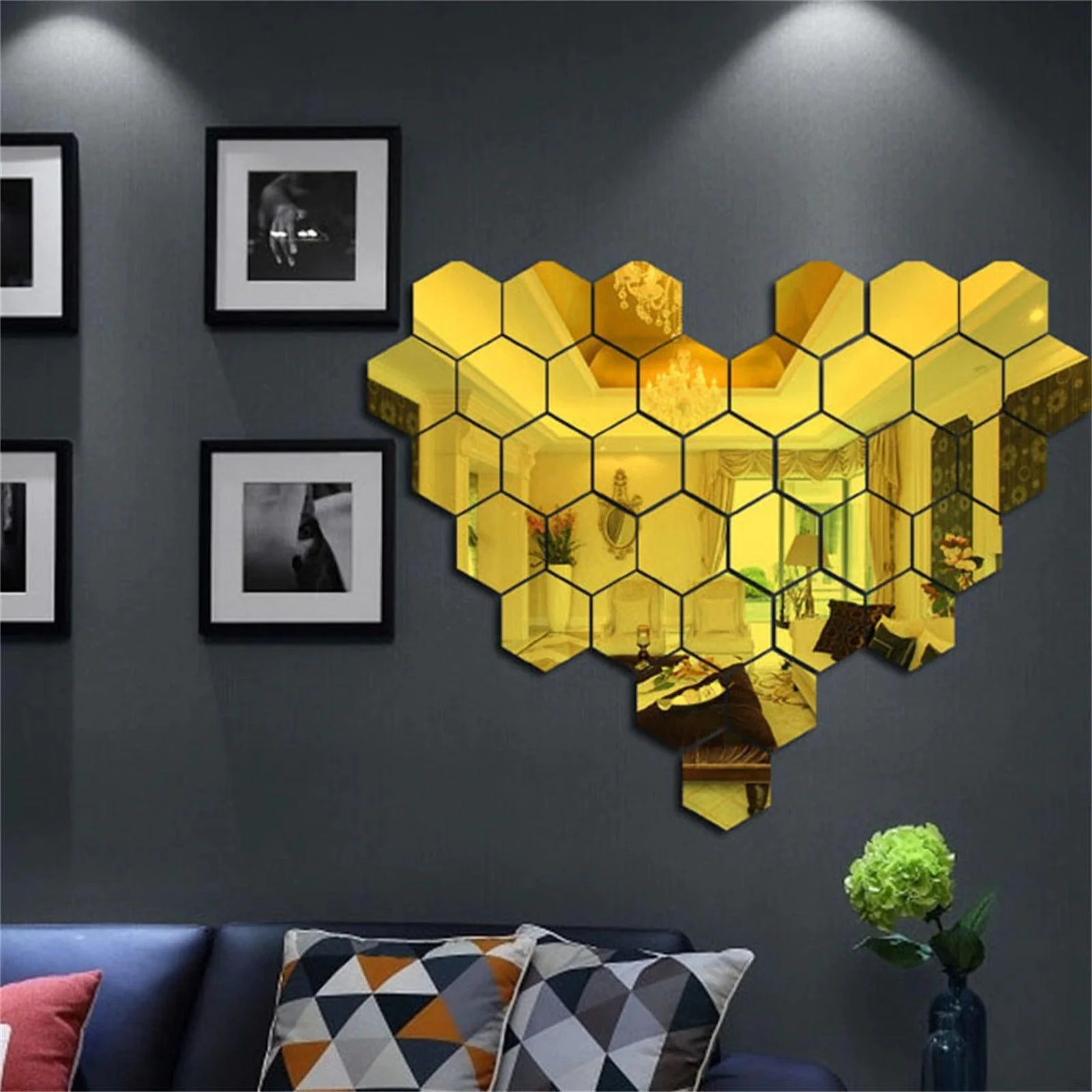 Self Adhesive DIY 3D Mirror Wall Sticker Hexagon Home Decor Mirror Decor Stickers Art Wall Decoration Stickers - Image 9
