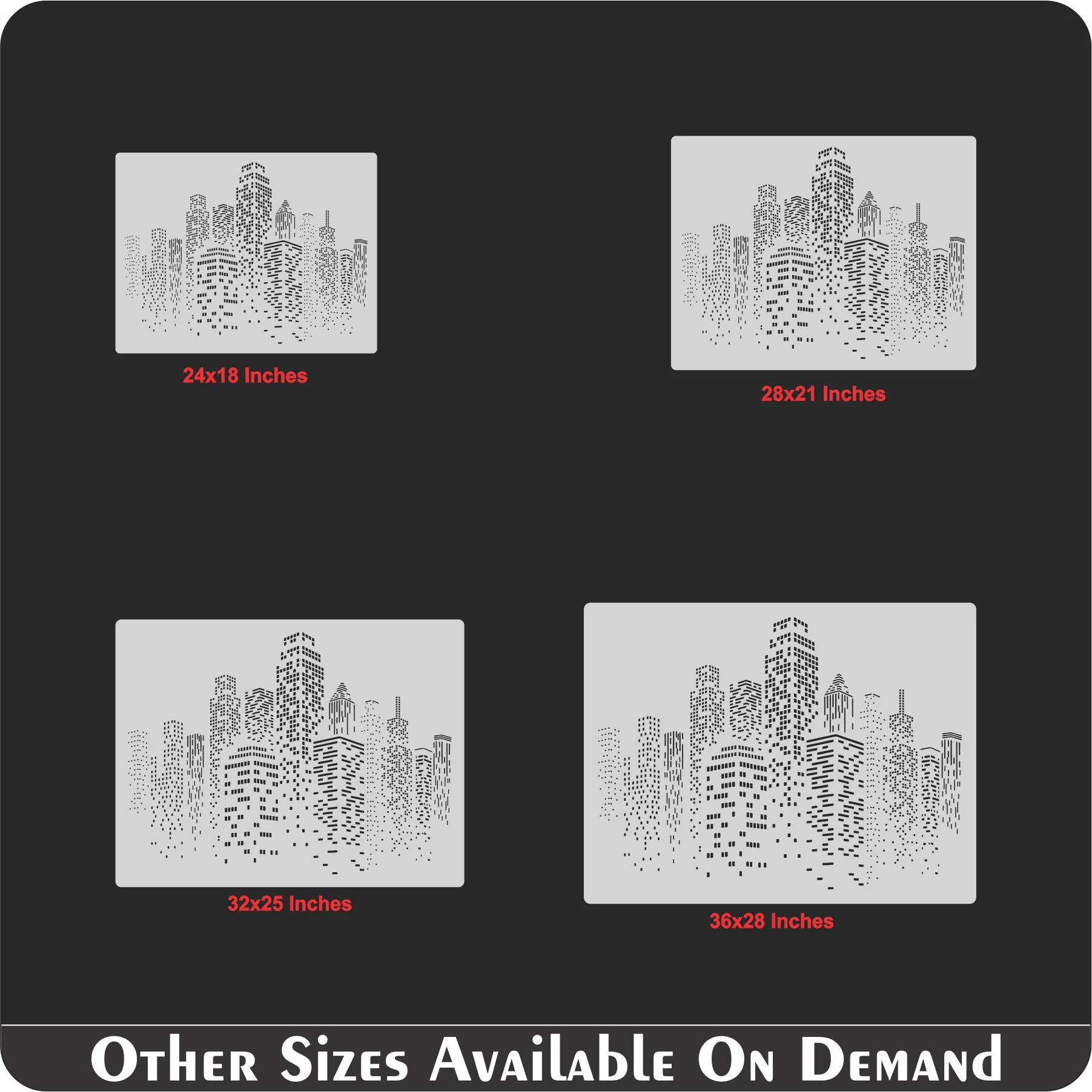 Skyscraper Stencil Reusable Cityscape Skyline City Buildings Template Wall. ID #501 - Image 7