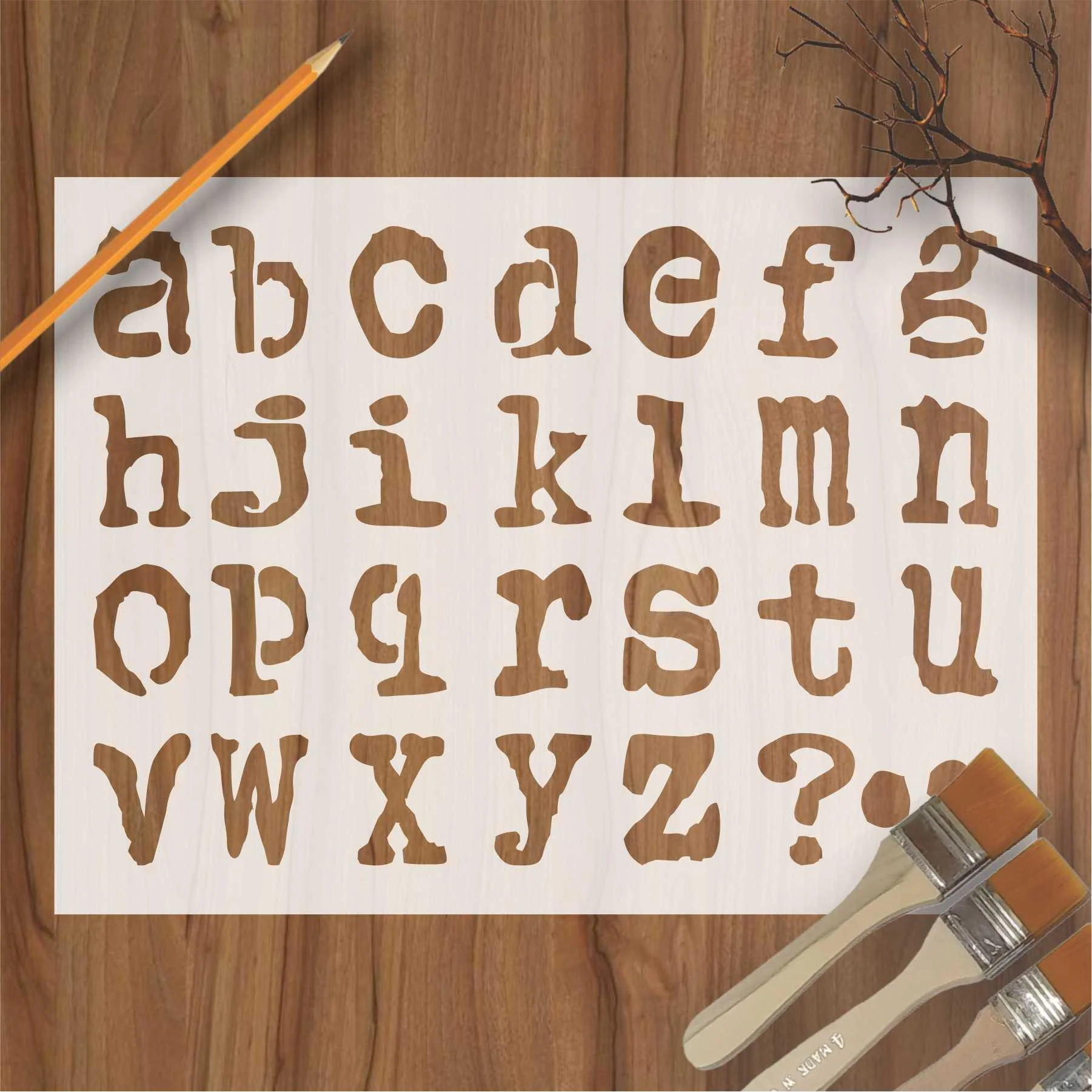 English Small Alphabets Reusable Stencil for Canvas and wall painting.ID# 434
