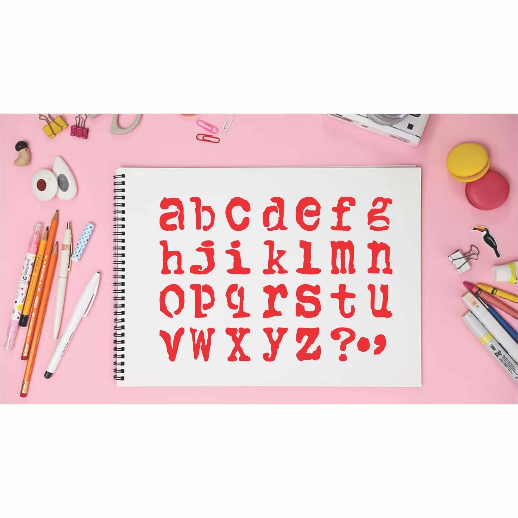 English Small Alphabets Reusable Stencil for Canvas and wall painting.ID# 434 - Image 4