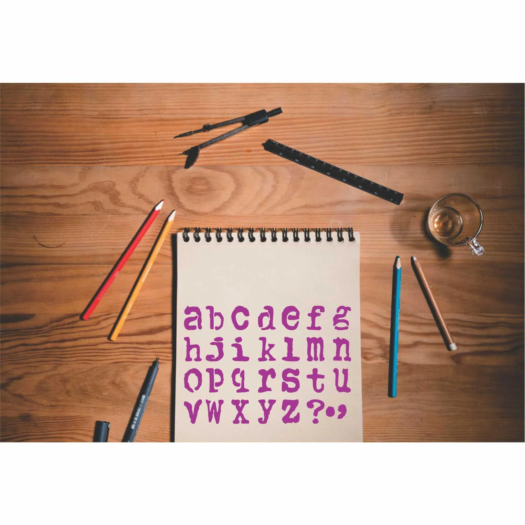 English Small Alphabets Reusable Stencil for Canvas and wall painting.ID# 434 - Image 5