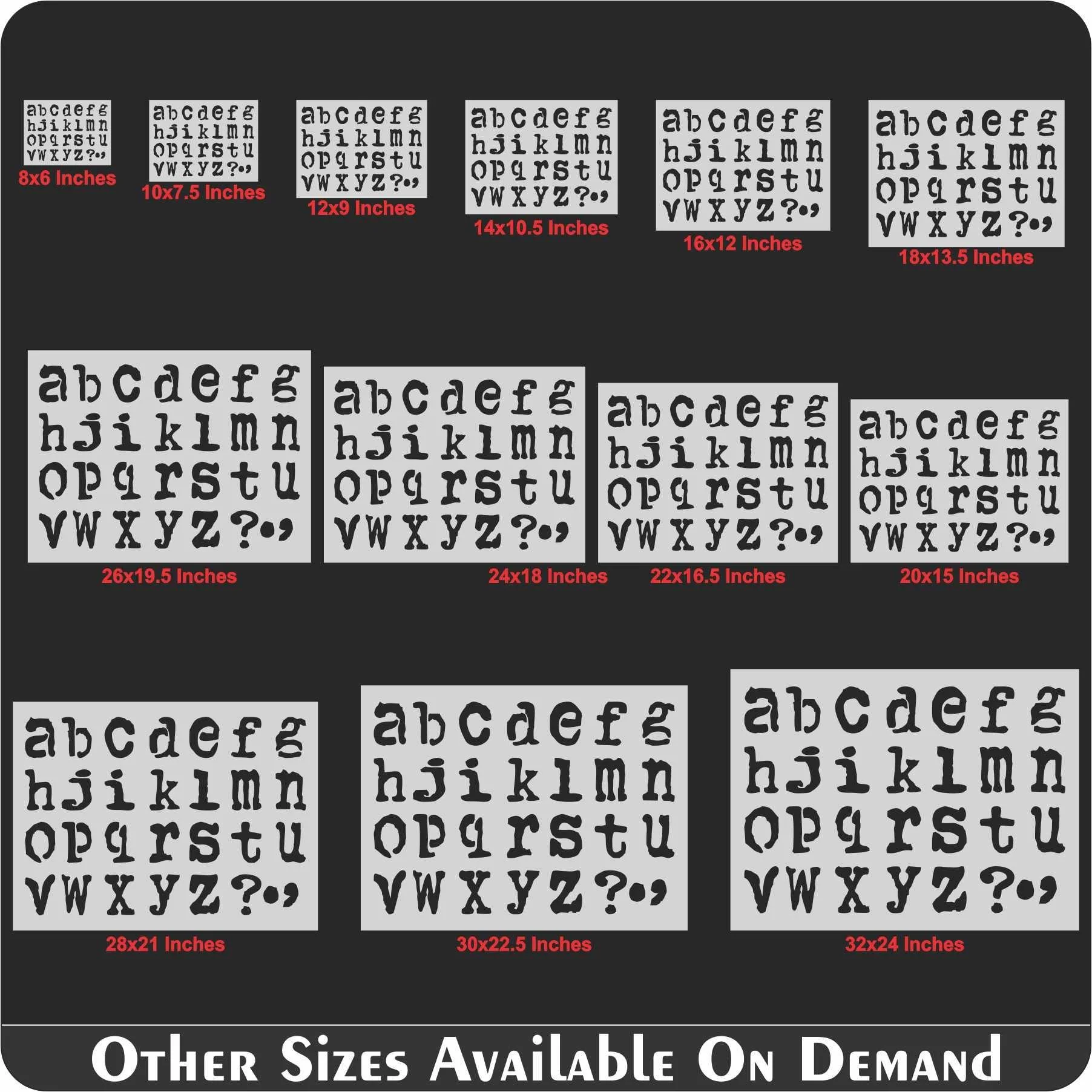 English Small Alphabets Reusable Stencil for Canvas and wall painting.ID# 434 - Image 8