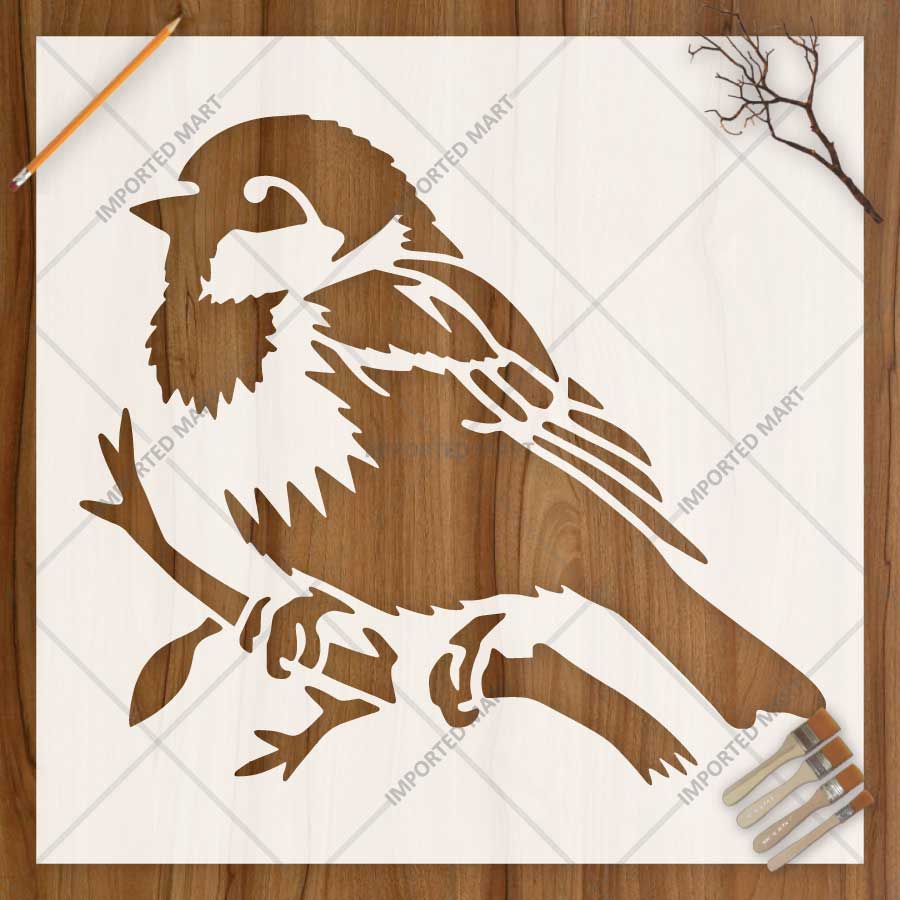 Sparrow Bird Stencil for Wall, Wood & Furniture Painting – Nature Bird Art Design – ID# 812