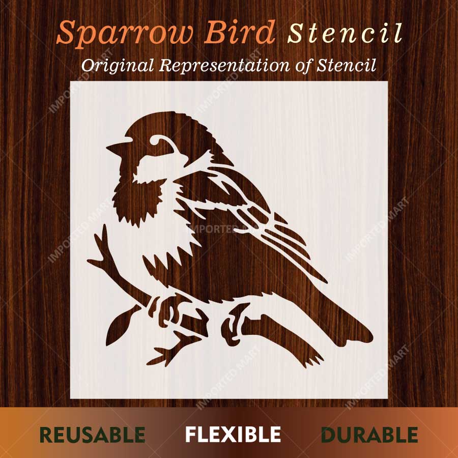 Sparrow Bird Stencil for Wall, Wood & Furniture Painting – Nature Bird Art Design – ID# 812 - Image 2