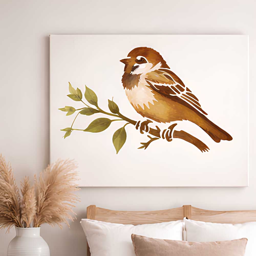 Sparrow Bird Stencil for Wall, Wood & Furniture Painting – Nature Bird Art Design – ID# 812 - Image 6