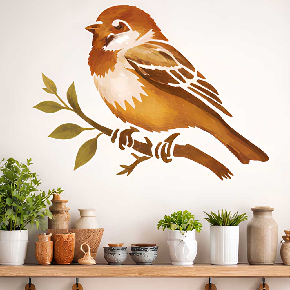 Sparrow Bird Stencil for Wall, Wood & Furniture Painting – Nature Bird Art Design – ID# 812 - Image 7