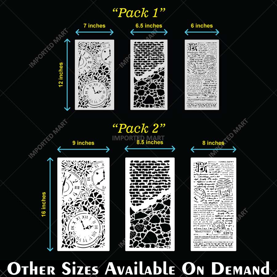 Stamperia & Masonry Texture Stencil Pack for Wall, Furniture & Mixed Media Art – Reusable Vintage Texture Designs – Pack of 3 – ID# 803 - Image 5