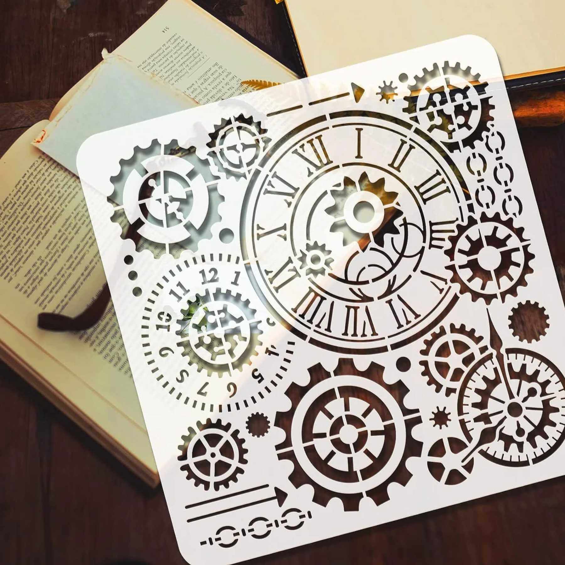 Steampunk Gear Clock Stencils Wall Painting Scrapbook Coloring Embossing Album Decorative Template ID# 628 - Image 6