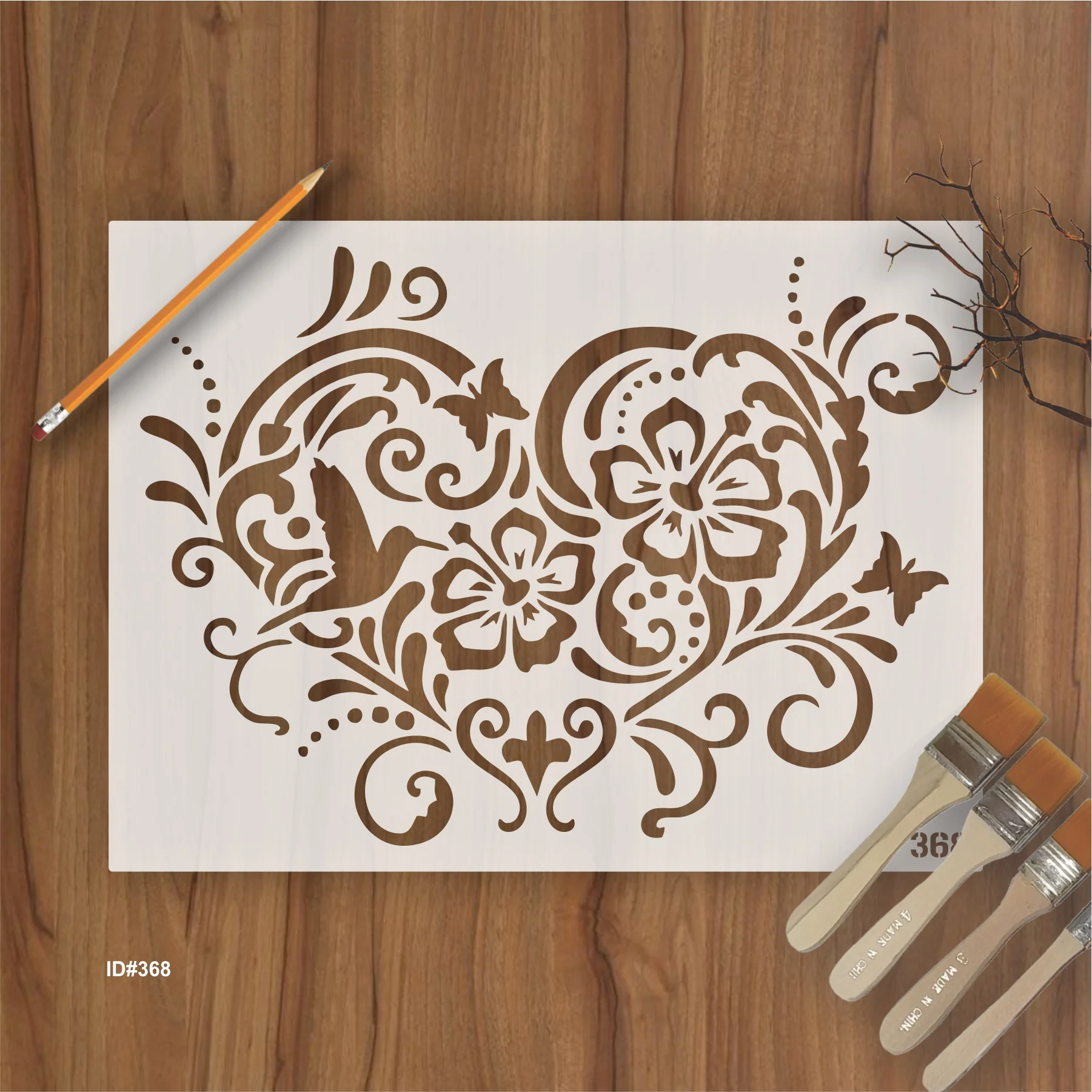 Floral Heart Stencil Wall Painting Scrapbook Coloring Embossing Album Decorative Template. ID #368
