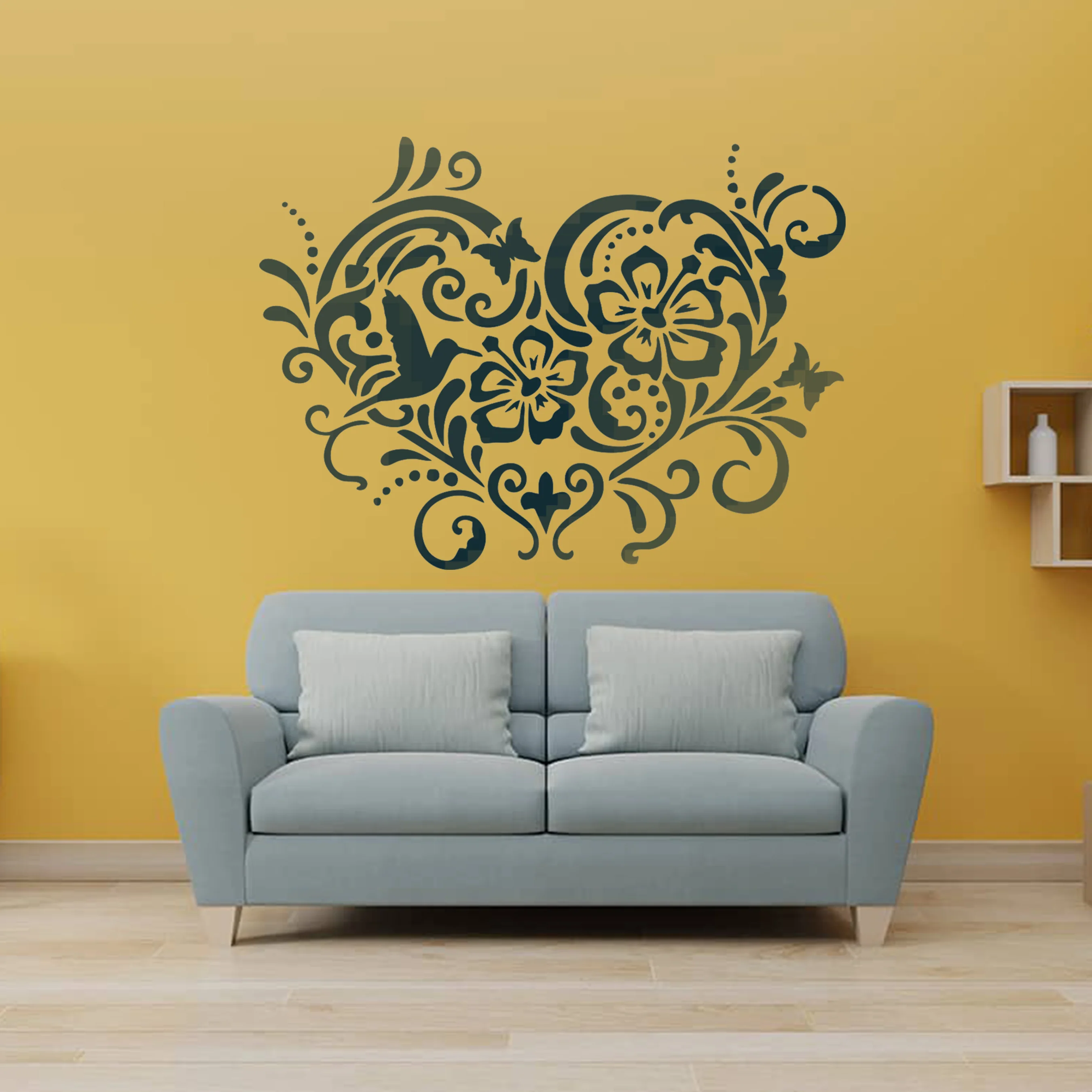 Floral Heart Stencil Wall Painting Scrapbook Coloring Embossing Album Decorative Template. ID #368 - Image 3