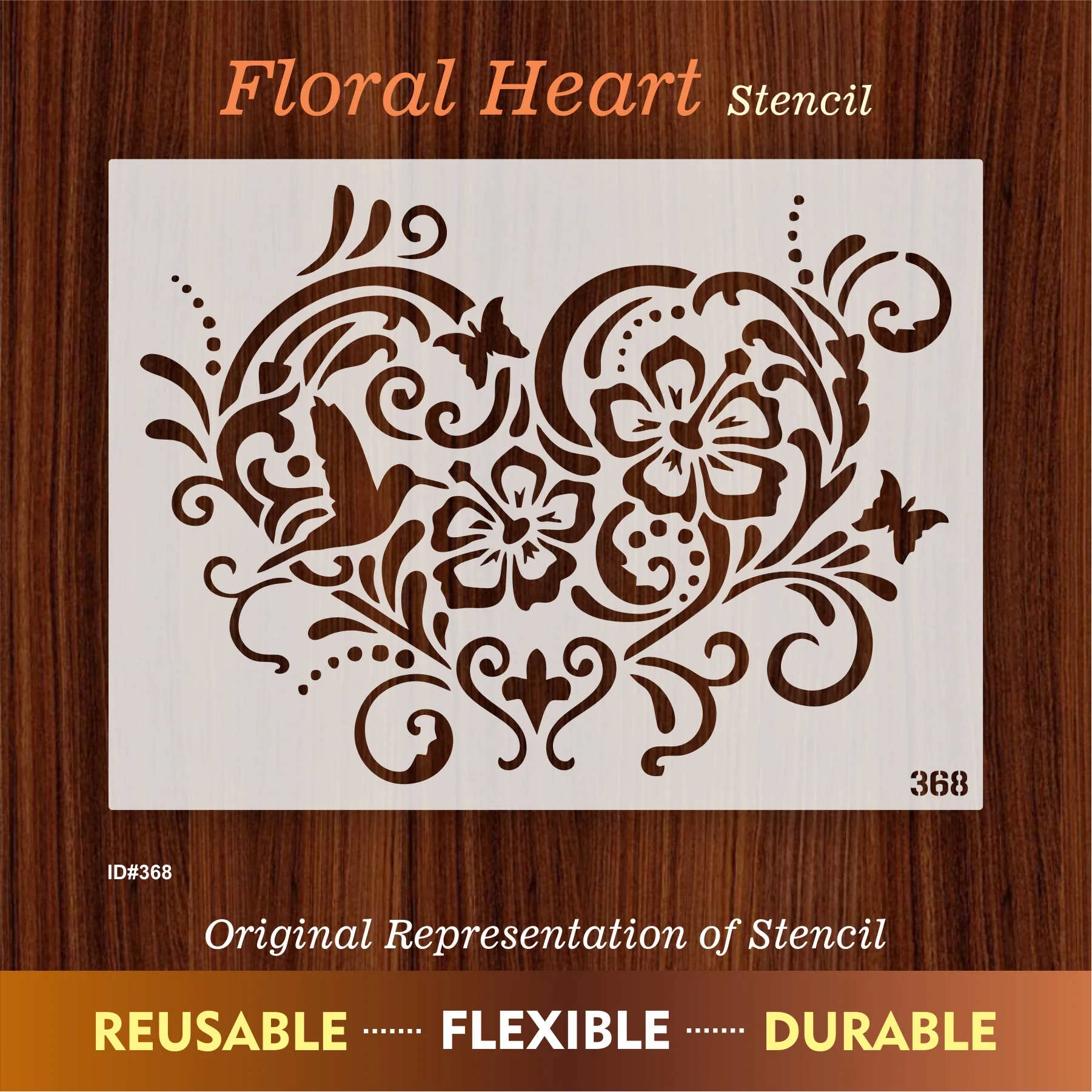 Floral Heart Stencil Wall Painting Scrapbook Coloring Embossing Album Decorative Template. ID #368 - Image 6