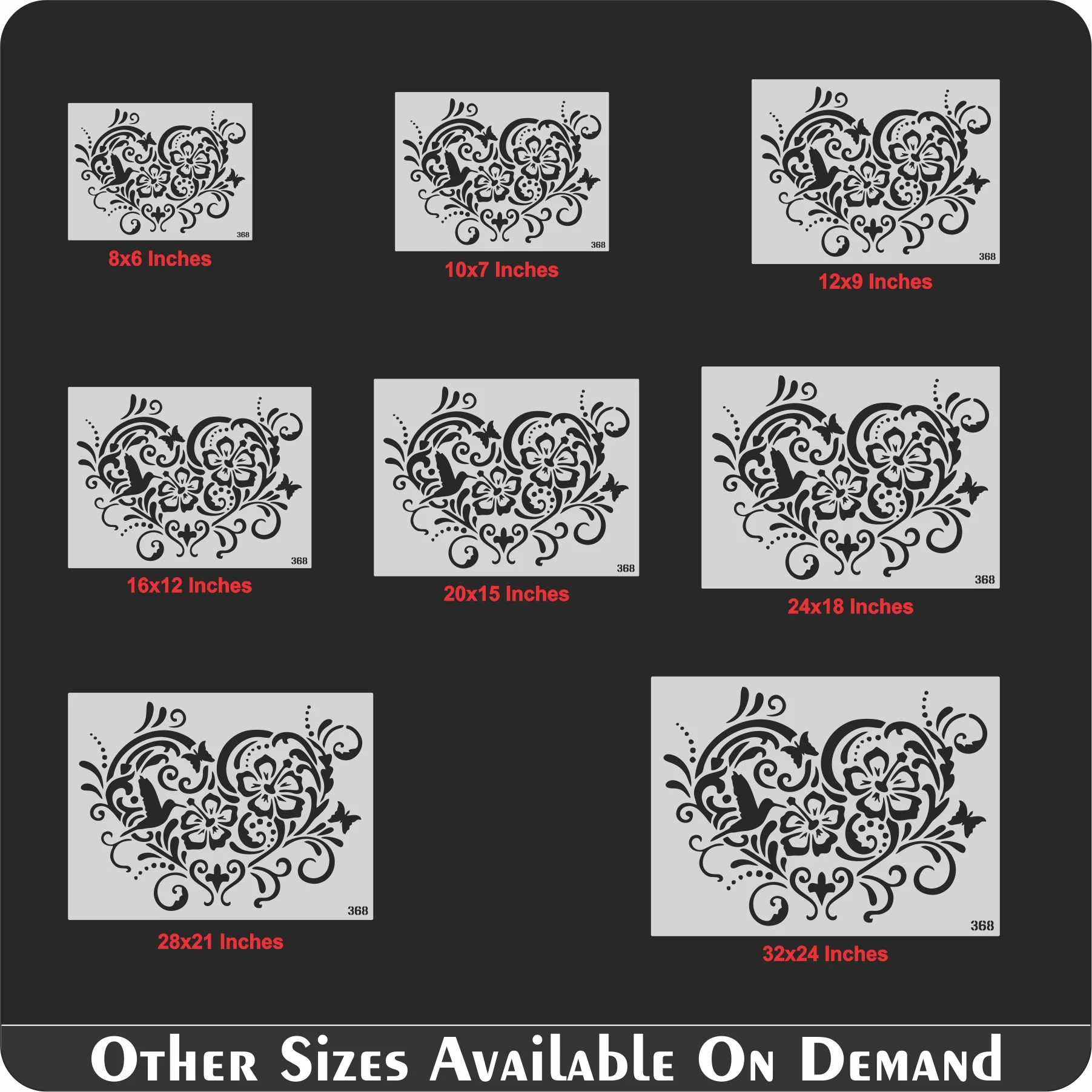 Floral Heart Stencil Wall Painting Scrapbook Coloring Embossing Album Decorative Template. ID #368 - Image 7