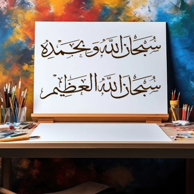 subhanallahi wa bihamdihi subhanallahil azeem calligraphy Islamic Reusable Stencil for Canvas and wall painting.ID#4010 - Image 8