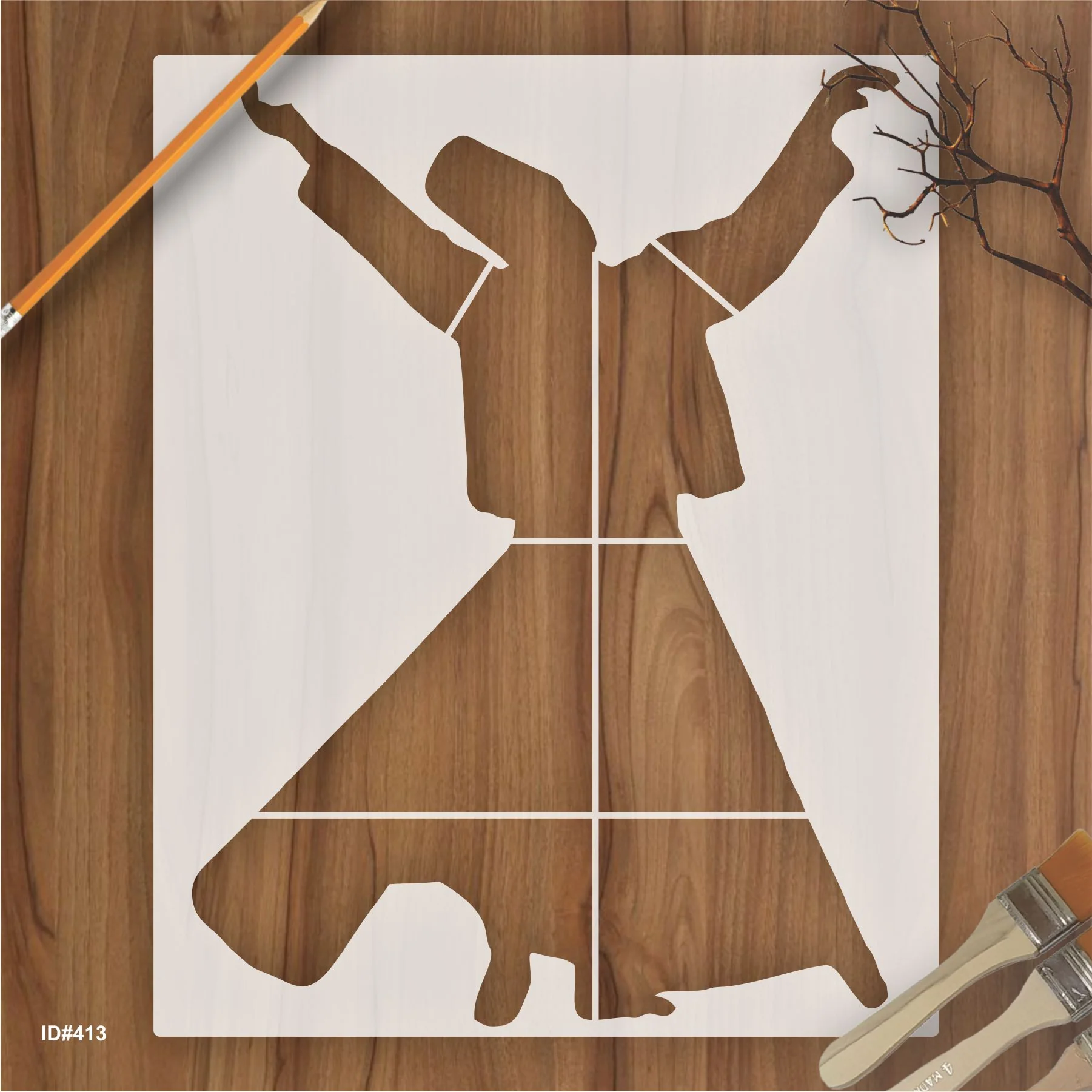 Sufi Dervish Reusable Stencil For Canvas And Wall Painting.ID# 413