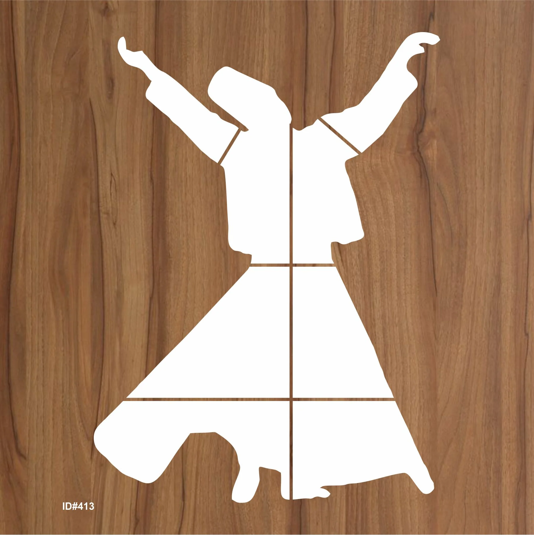 Sufi Dervish Reusable Stencil For Canvas And Wall Painting.ID# 413 - Image 3