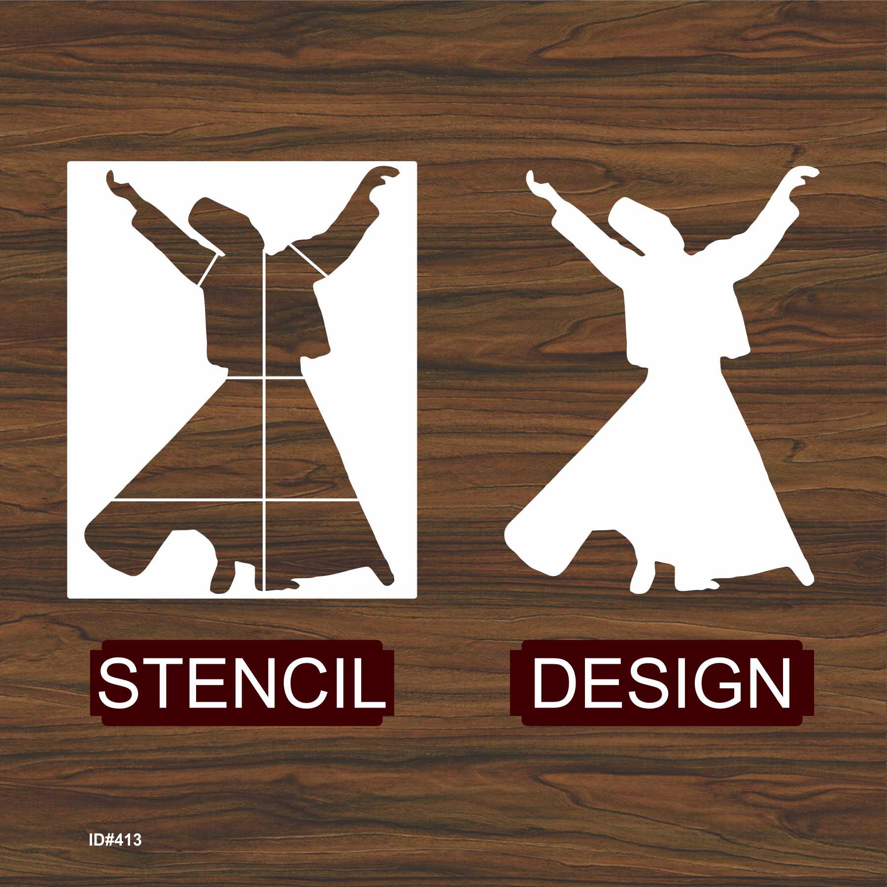 Sufi Dervish Reusable Stencil For Canvas And Wall Painting.ID# 413 - Image 4