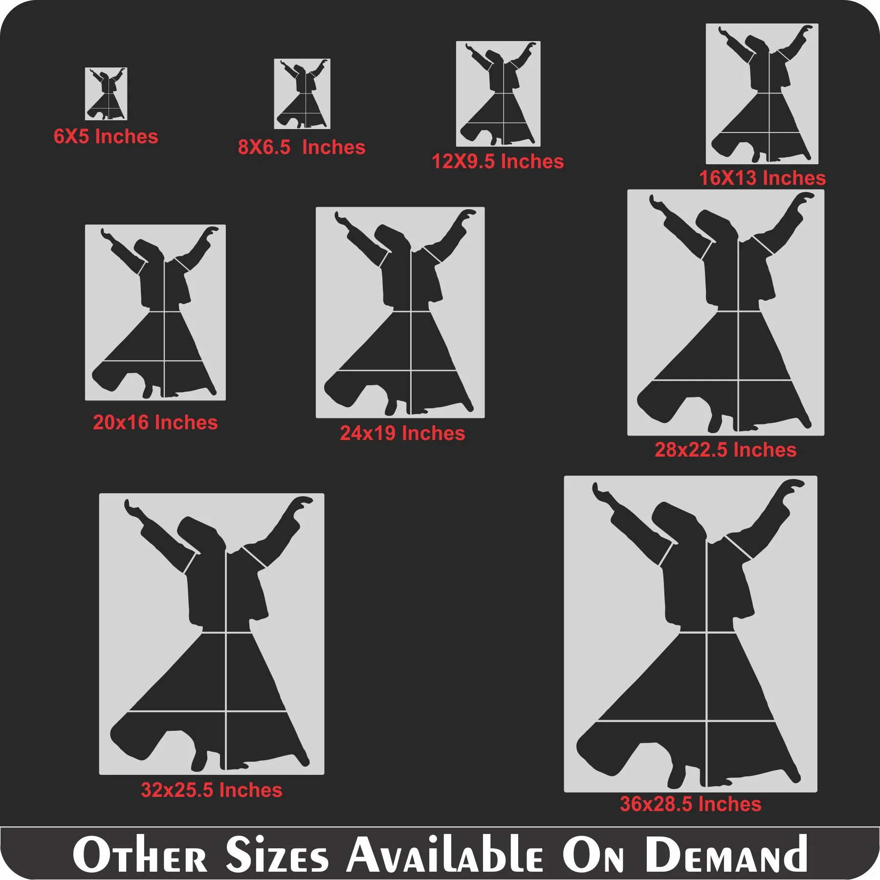 Sufi Dervish Reusable Stencil For Canvas And Wall Painting.ID# 413 - Image 8