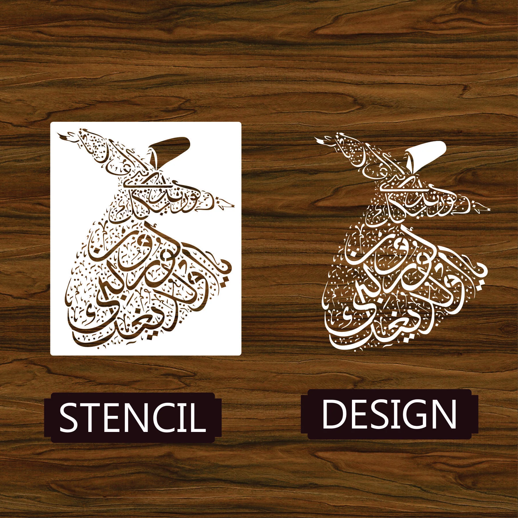 Sufi Dervish Reusable Stencil For Canvas And Wall Painting.ID# 414 - Image 6