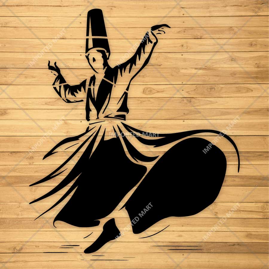 Sufi Whirling Dervish Stencil for Wall, Wood & Fabric Art – Spiritual Dance Design – ID# 804 - Image 3
