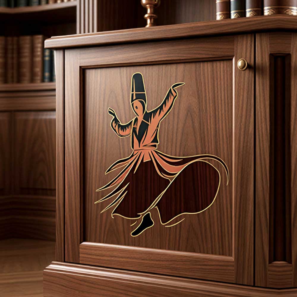 Sufi Whirling Dervish Stencil for Wall, Wood & Fabric Art – Spiritual Dance Design – ID# 804 - Image 7