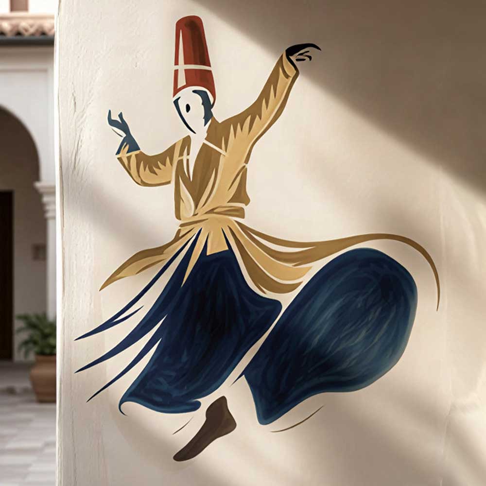 Sufi Whirling Dervish Stencil for Wall, Wood & Fabric Art – Spiritual Dance Design – ID# 804 - Image 8