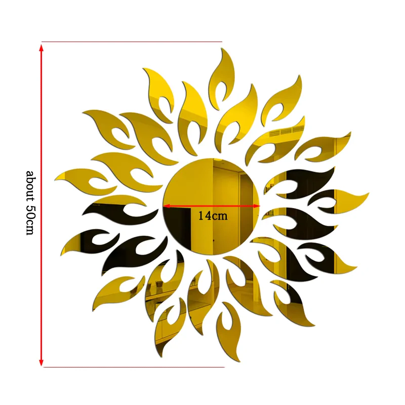 Sun Mirror Acrylic 3D TV Background self adhesive Stickers DIY Wall Decor Decal Stickers Art Mural Bedroom Bath Room Decoration Mirror - Image 4