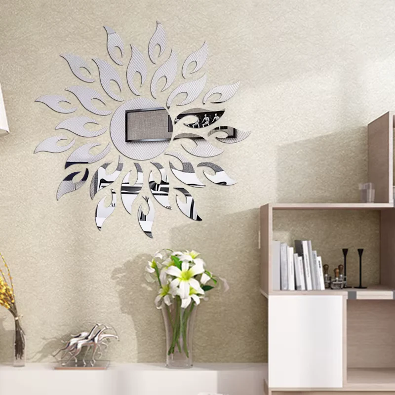 Sun Mirror Acrylic 3D TV Background self adhesive Stickers DIY Wall Decor Decal Stickers Art Mural Bedroom Bath Room Decoration Mirror - Image 5