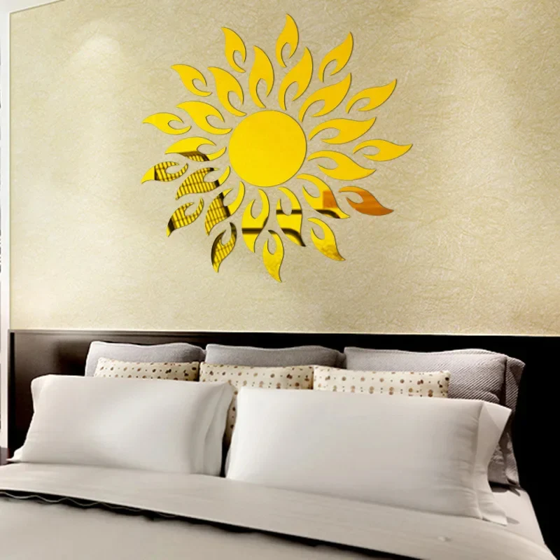 Sun Mirror Acrylic 3D TV Background self adhesive Stickers DIY Wall Decor Decal Stickers Art Mural Bedroom Bath Room Decoration Mirror - Image 6