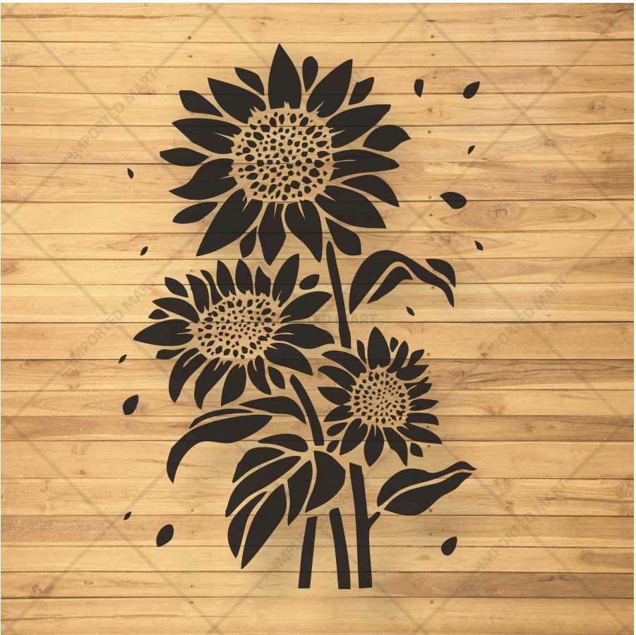 Sunflower Bunch Stencil for Wall, Wood & Fabric Painting – Floral Bloom Design – ID# 666 - Image 3