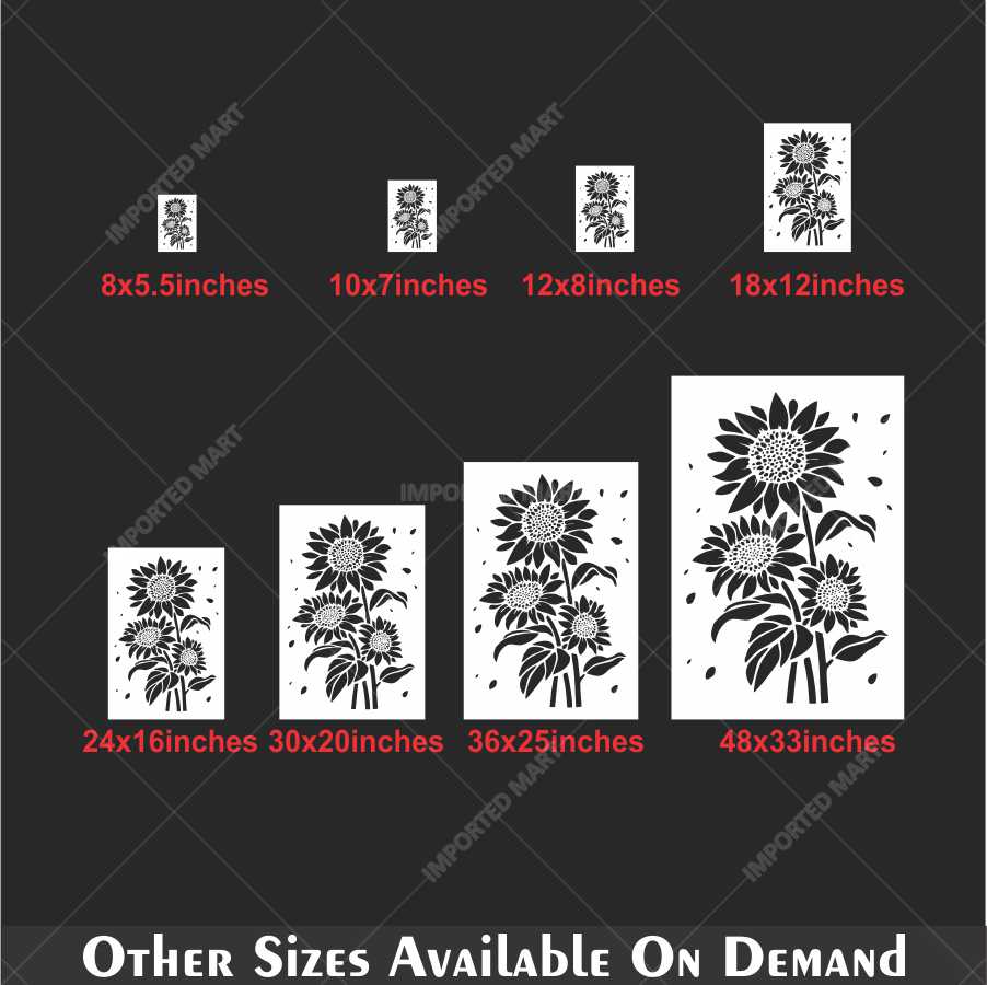 Sunflower Bunch Stencil for Wall, Wood & Fabric Painting – Floral Bloom Design – ID# 666 - Image 5