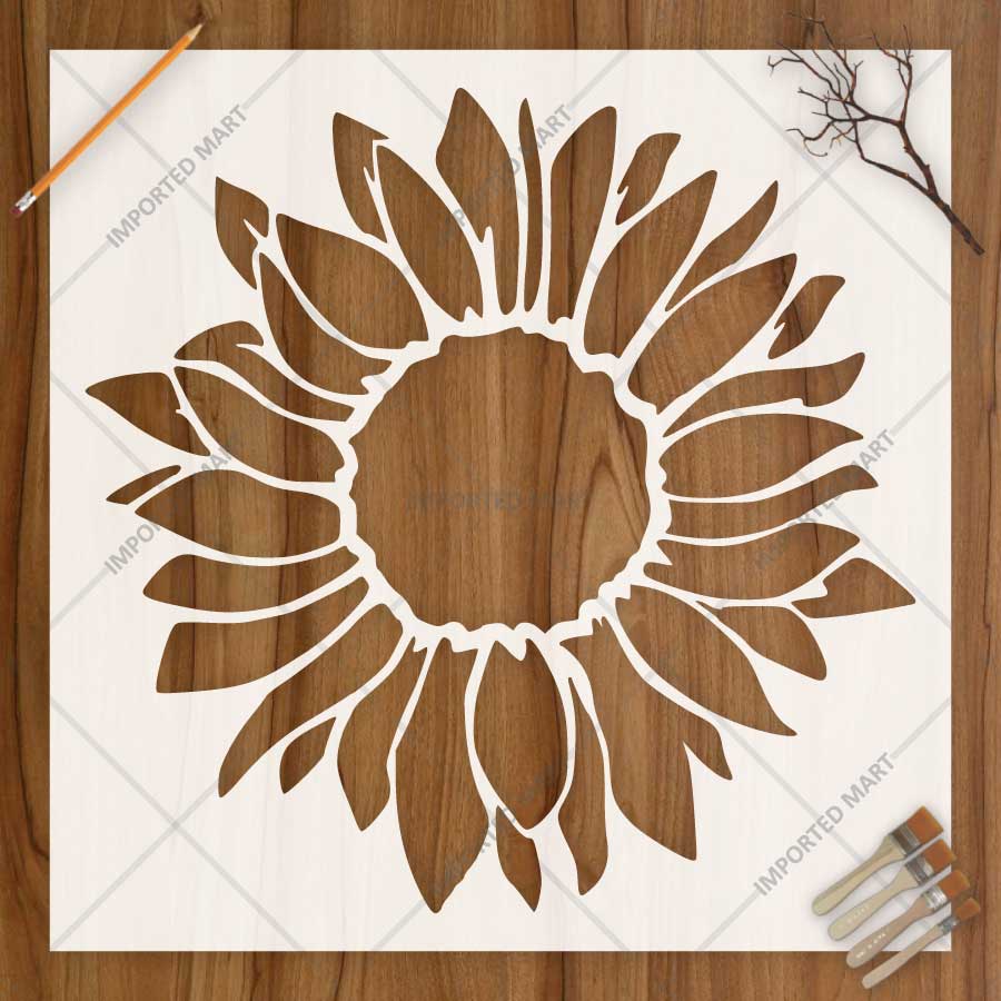 Sunflower Stencil for Walls, Wood & Fabric Art – Floral Botanical Design – ID# 788