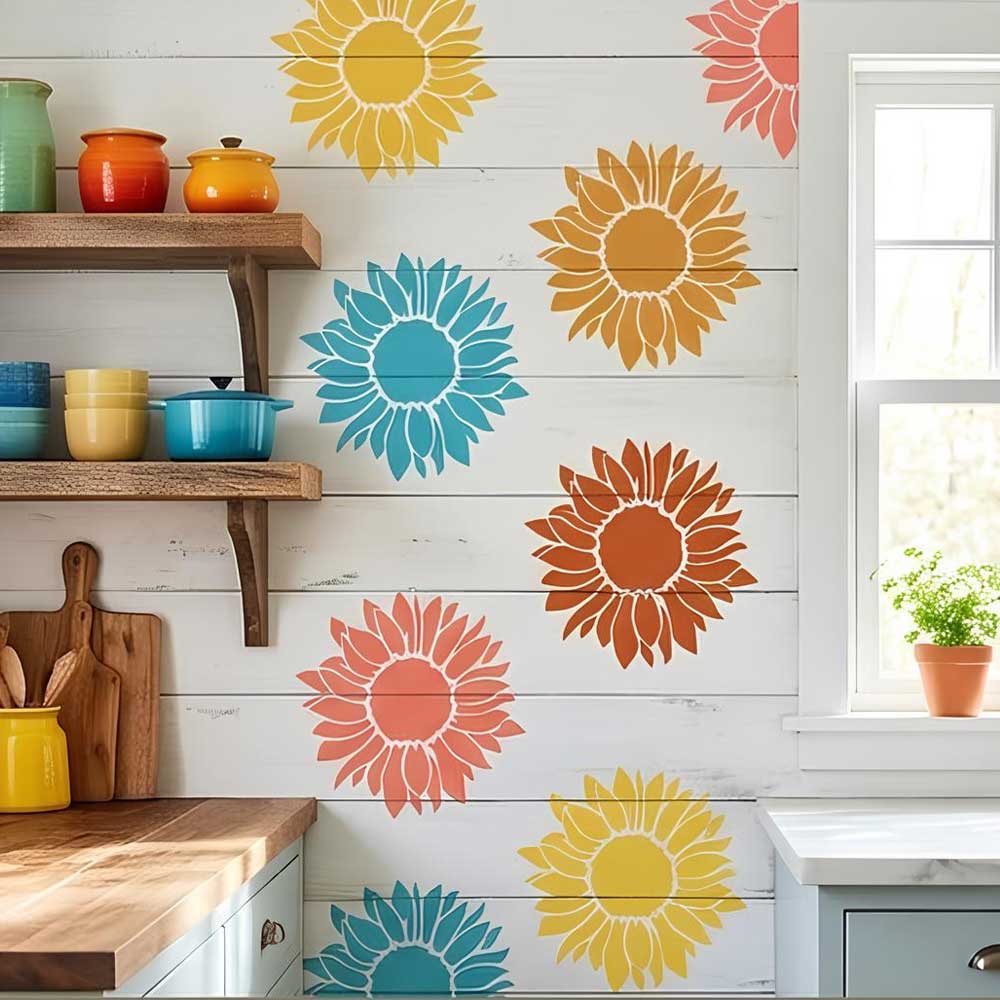 Sunflower Stencil for Walls, Wood & Fabric Art – Floral Botanical Design – ID# 788 - Image 6