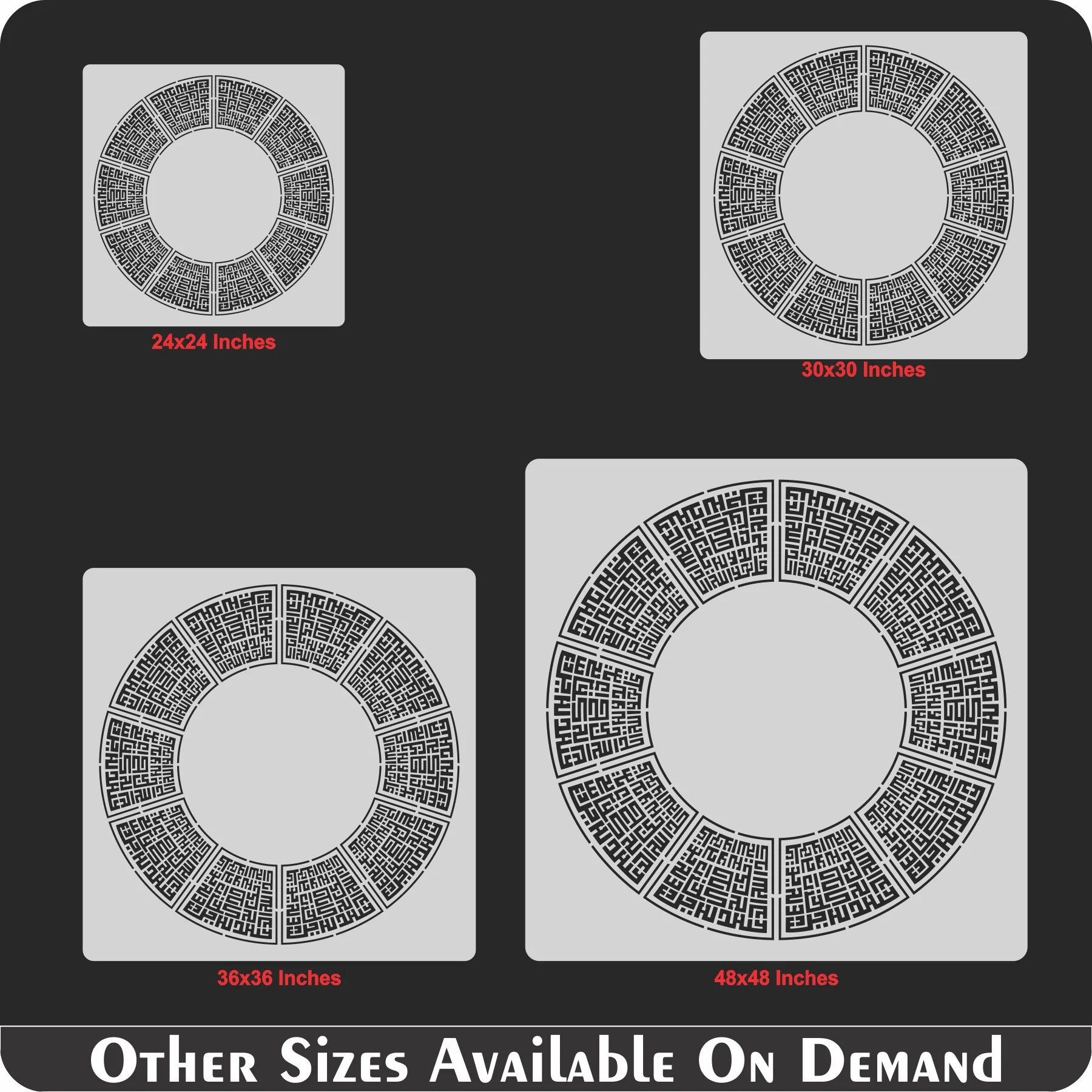 Surah Al Ikhlas (1-4) In kufic Calligraphy Islamic Reusable Stencil for Canvas and wall painting.ID# 4210 - Image 8