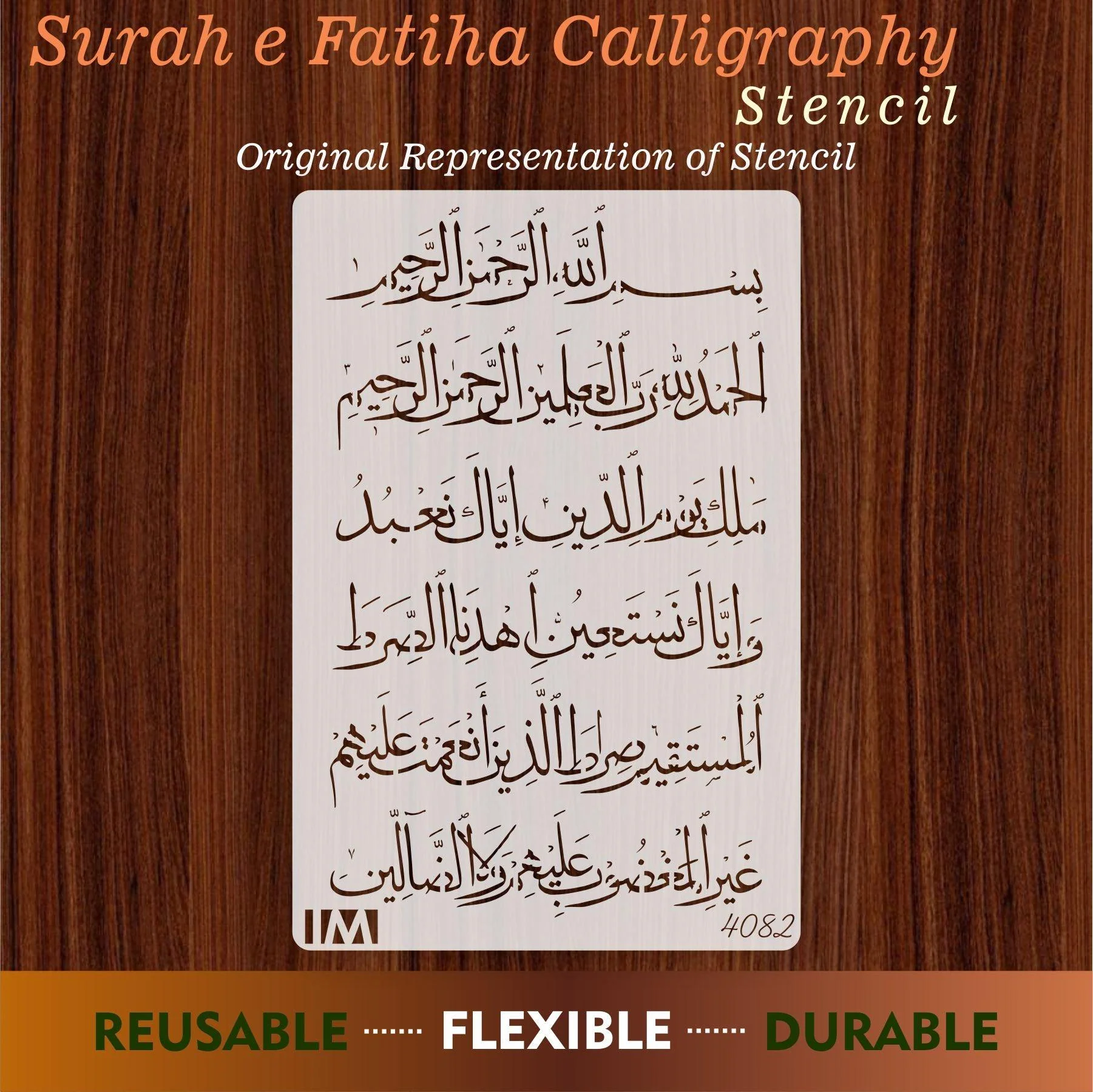 Surah-e-Fatiha Calligraphy Islamic Reusable Stencil for Canvas and wall painting.ID#4082 - Image 6