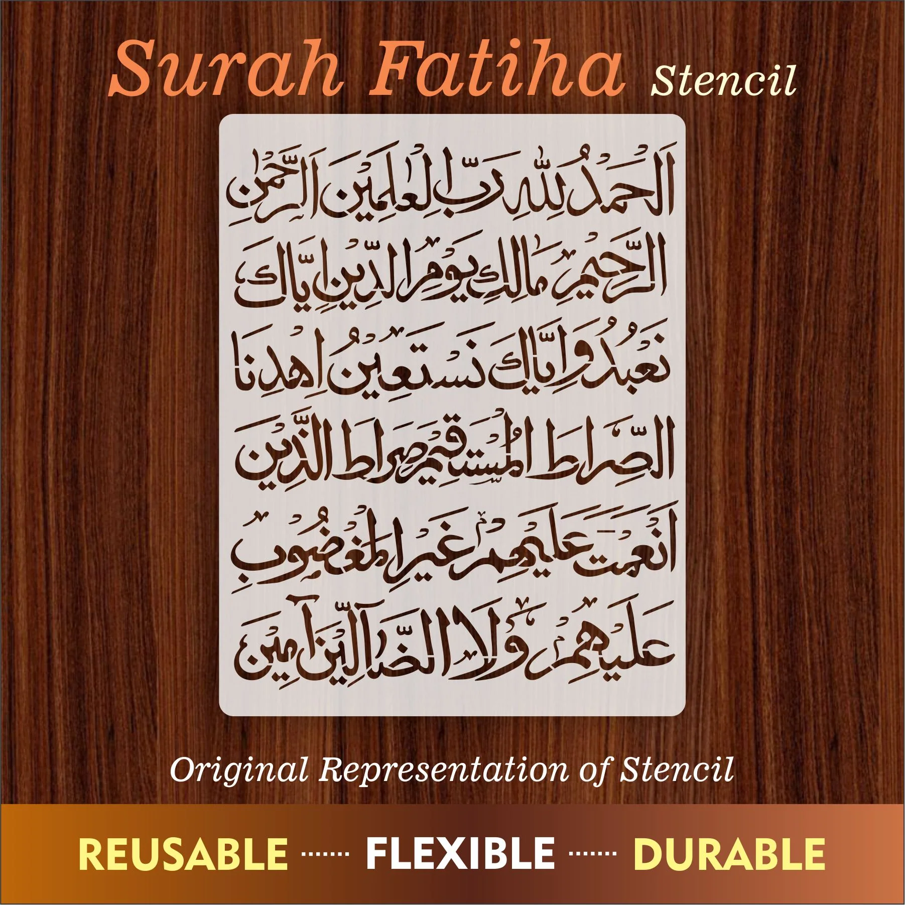 Surah Fatiha Calligraphy Islamic Reusable Stencil for Canvas and wall painting.ID#264 - Image 9