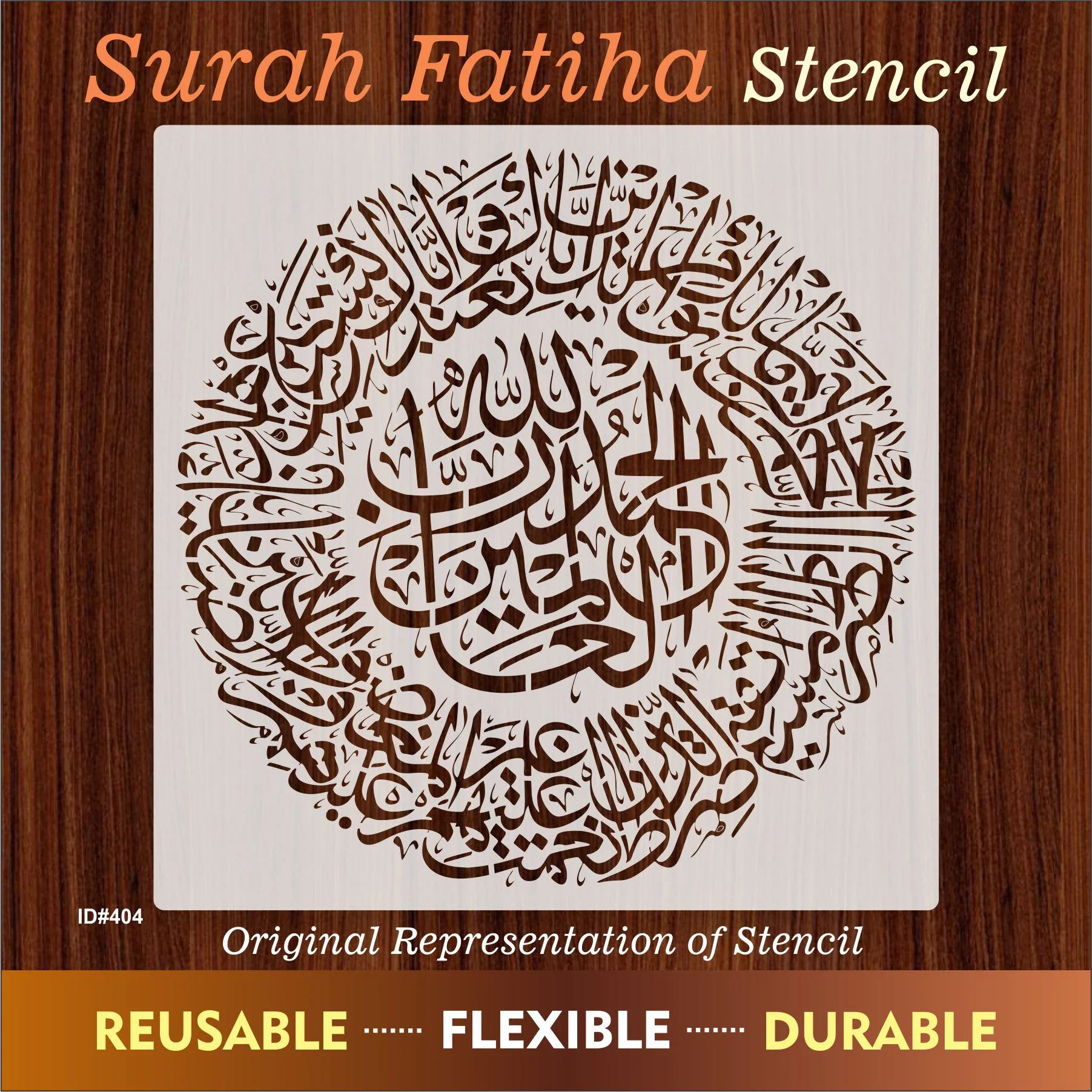 Surah Fatiha Round Shape Calligraphy Islamic Reusable Stencil for Canvas and wall painting.ID# 404 - Image 8