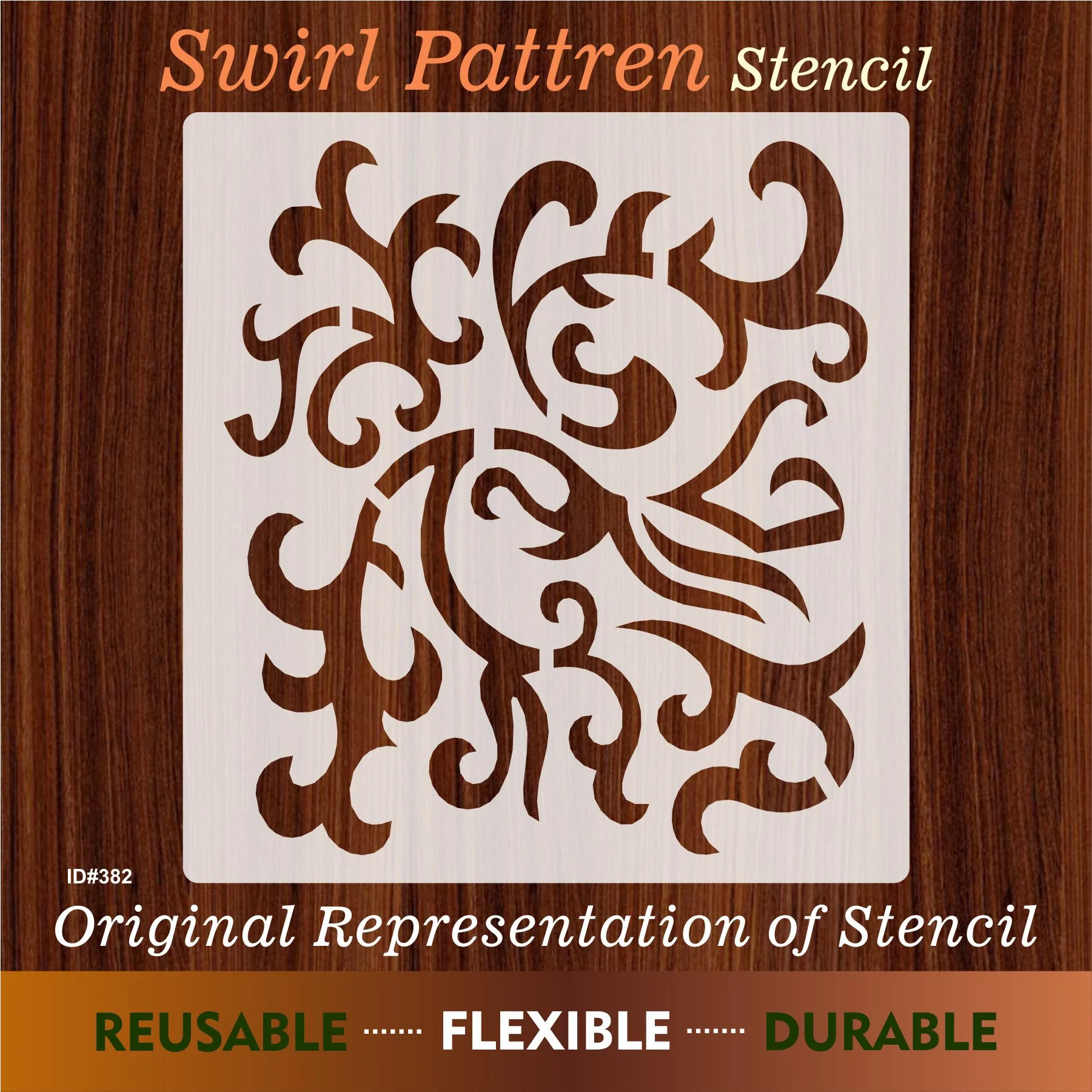 Swirl Pattren Stencil Reusable Stencil For Canvas And Wall Painting.ID #382 - Image 7