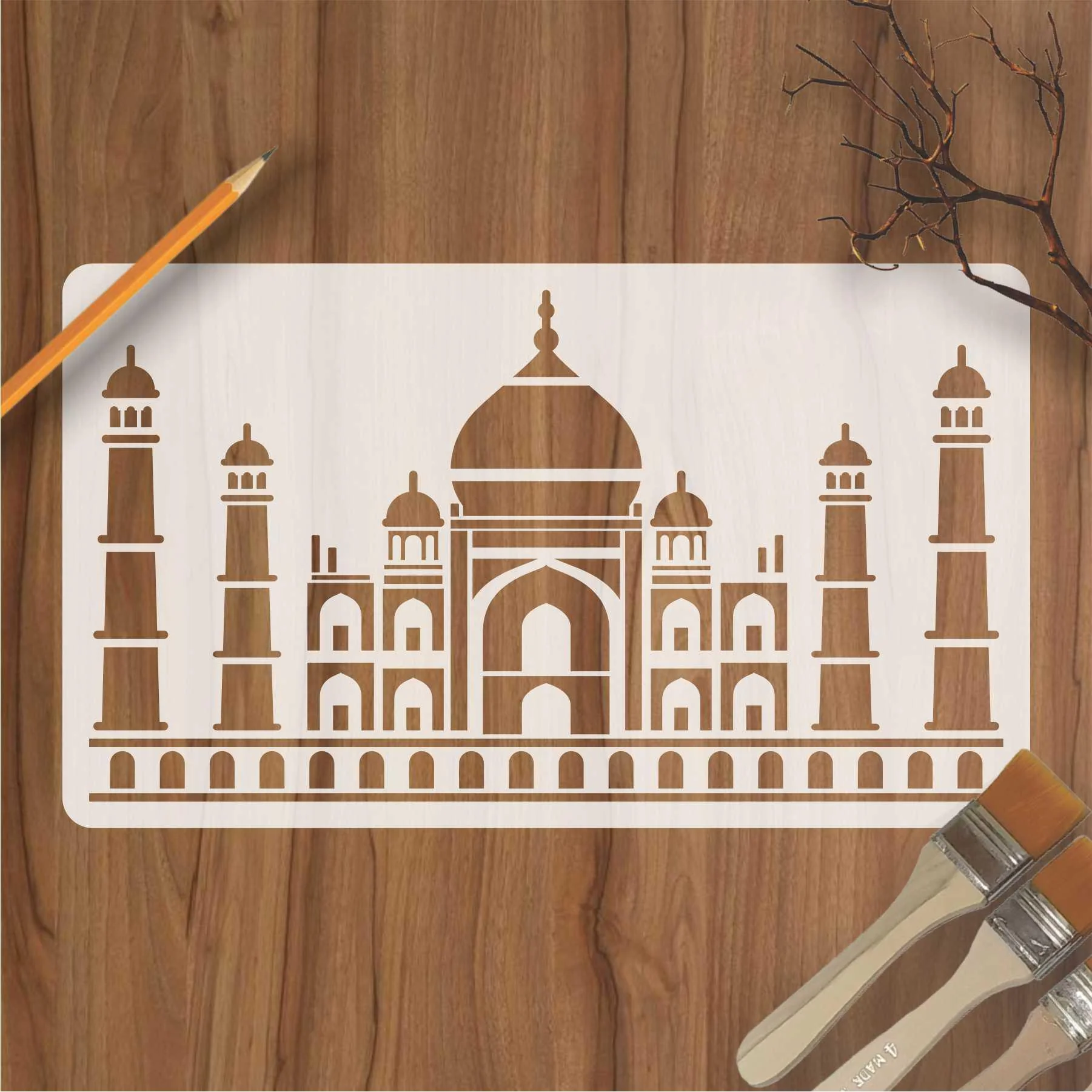 Taj Mehal Reusable Stencil For Canvas And Wall Painting.ID# 450