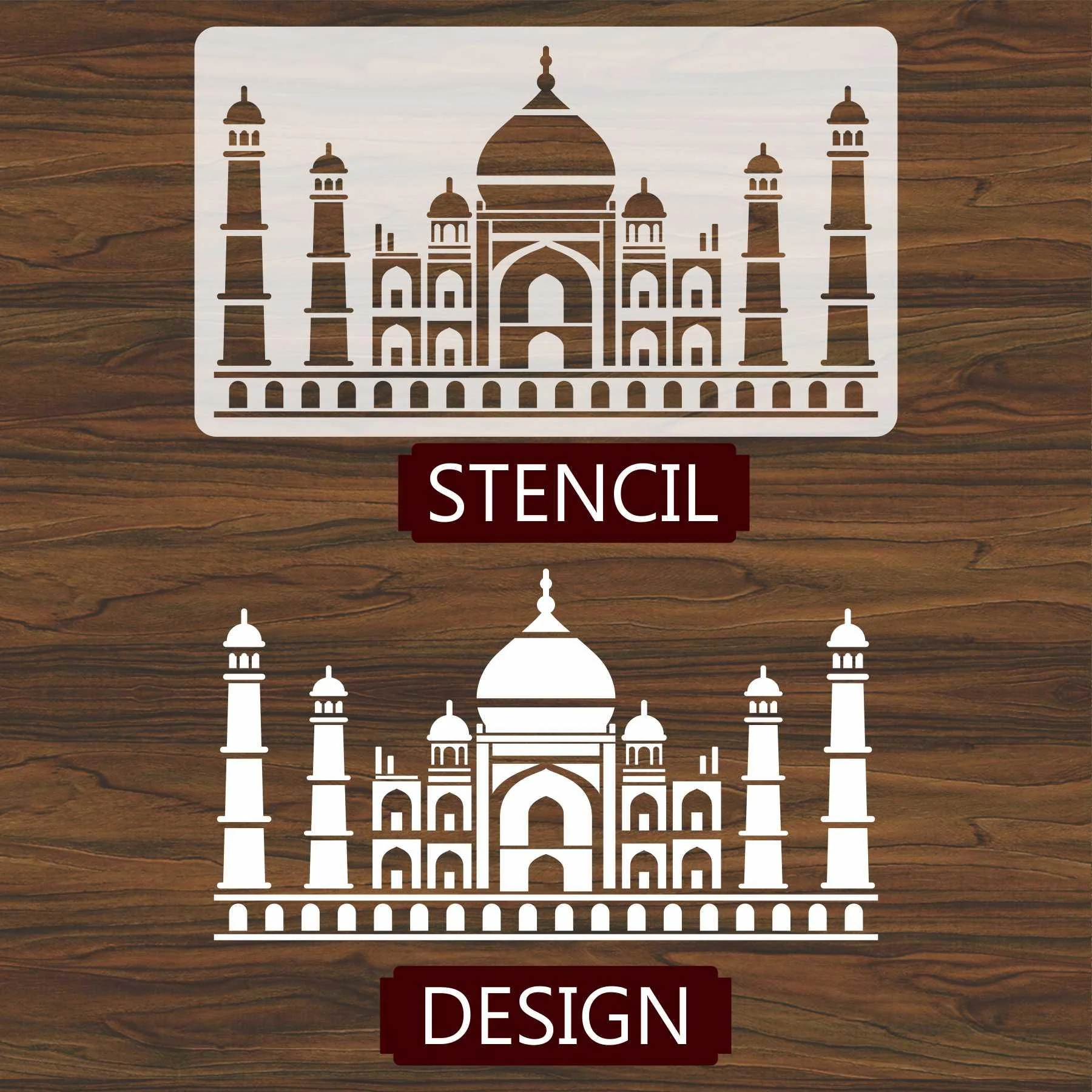 Taj Mehal Reusable Stencil For Canvas And Wall Painting.ID# 450 - Image 4