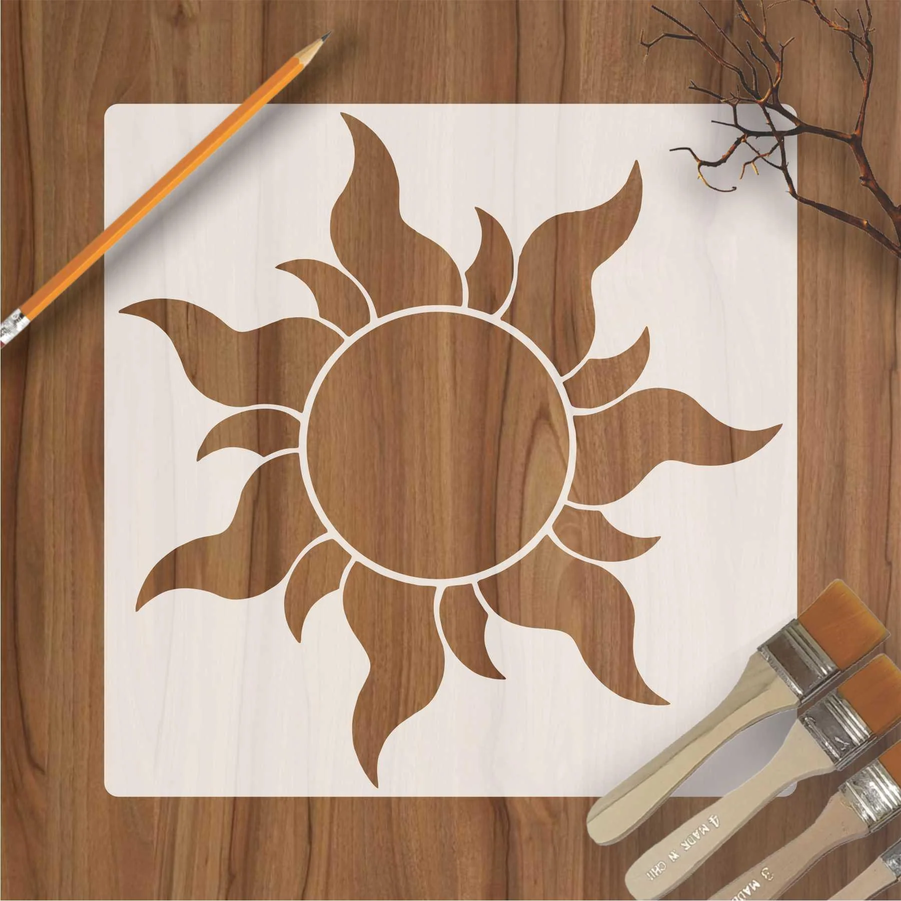 Tangled Sun Reusable Stencil For Canvas And Wall Painting.ID# 442