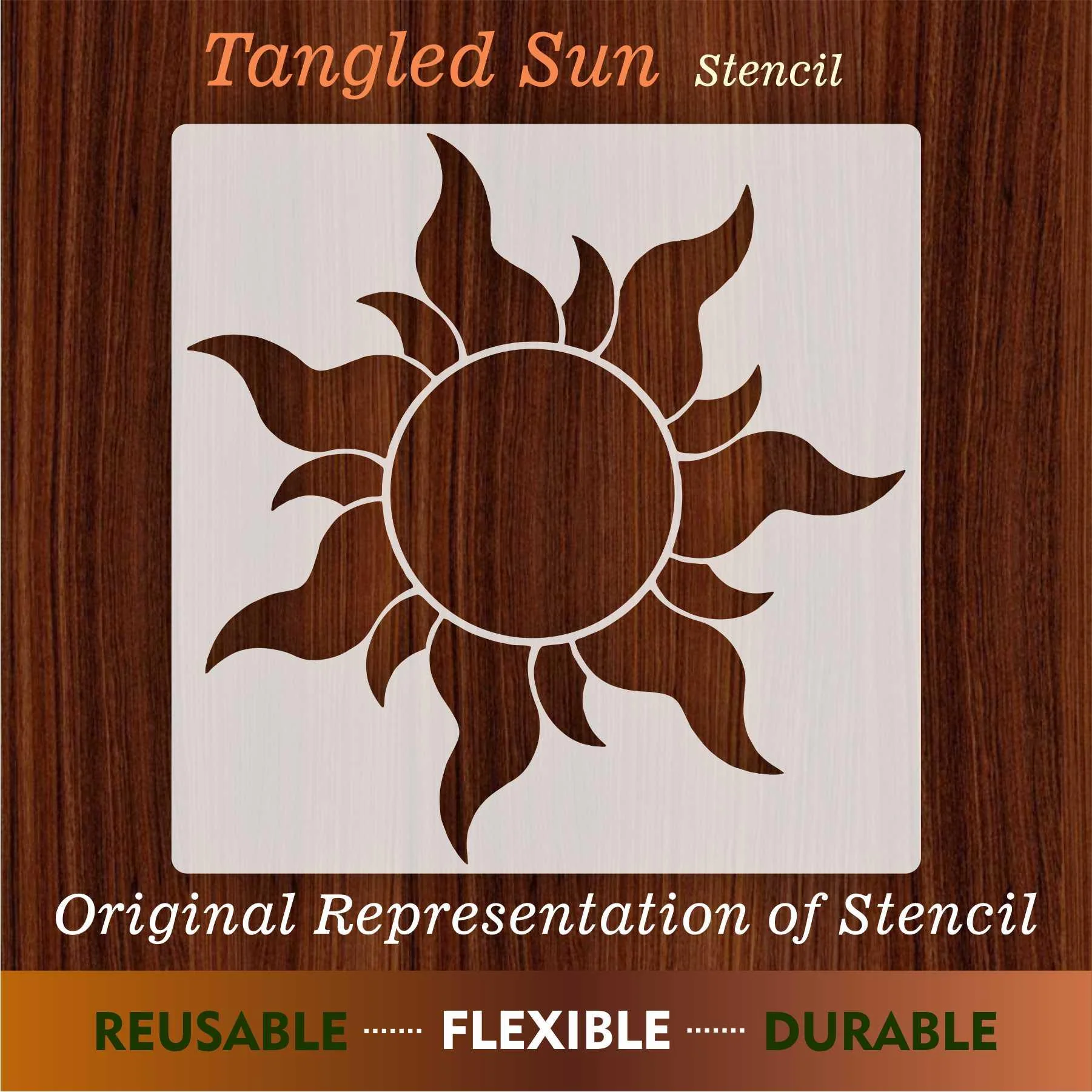 Tangled Sun Reusable Stencil For Canvas And Wall Painting.ID# 442 - Image 7