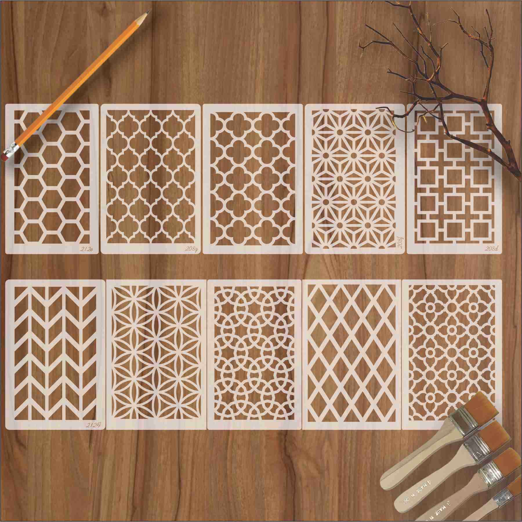 The Geometric Elegance Bundle- 10 Stencils for crafts, walls, furniture, or fabric design - Image 2