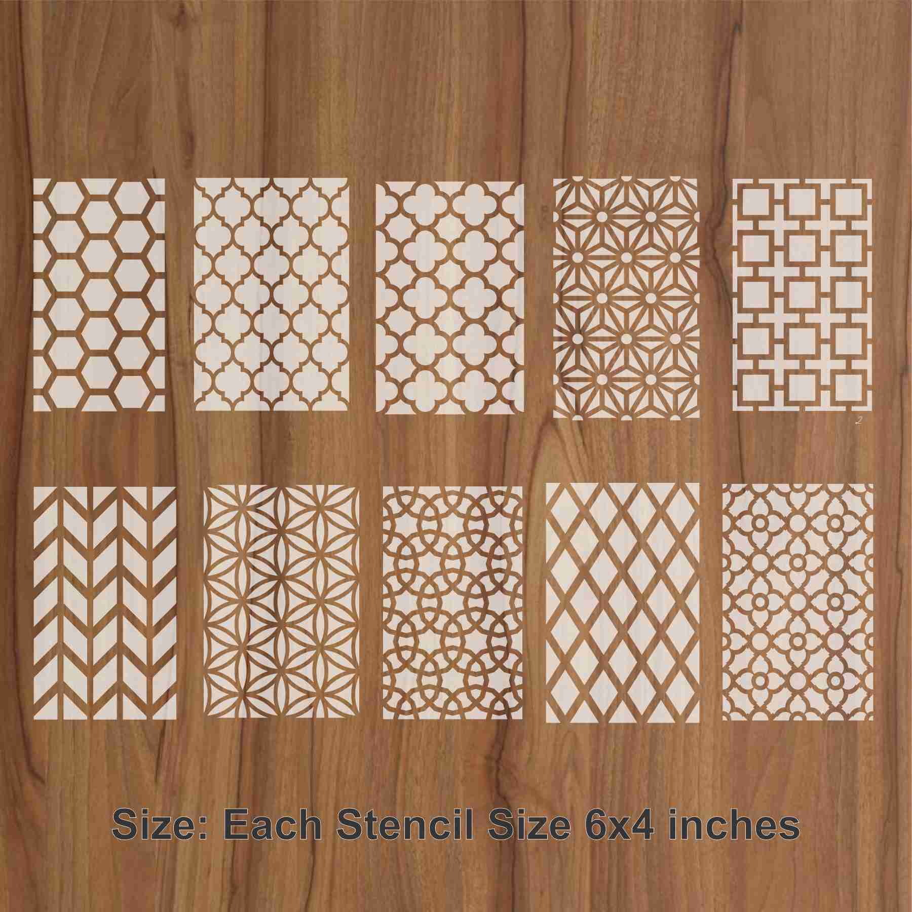 The Geometric Elegance Bundle- 10 Stencils for crafts, walls, furniture, or fabric design - Image 3