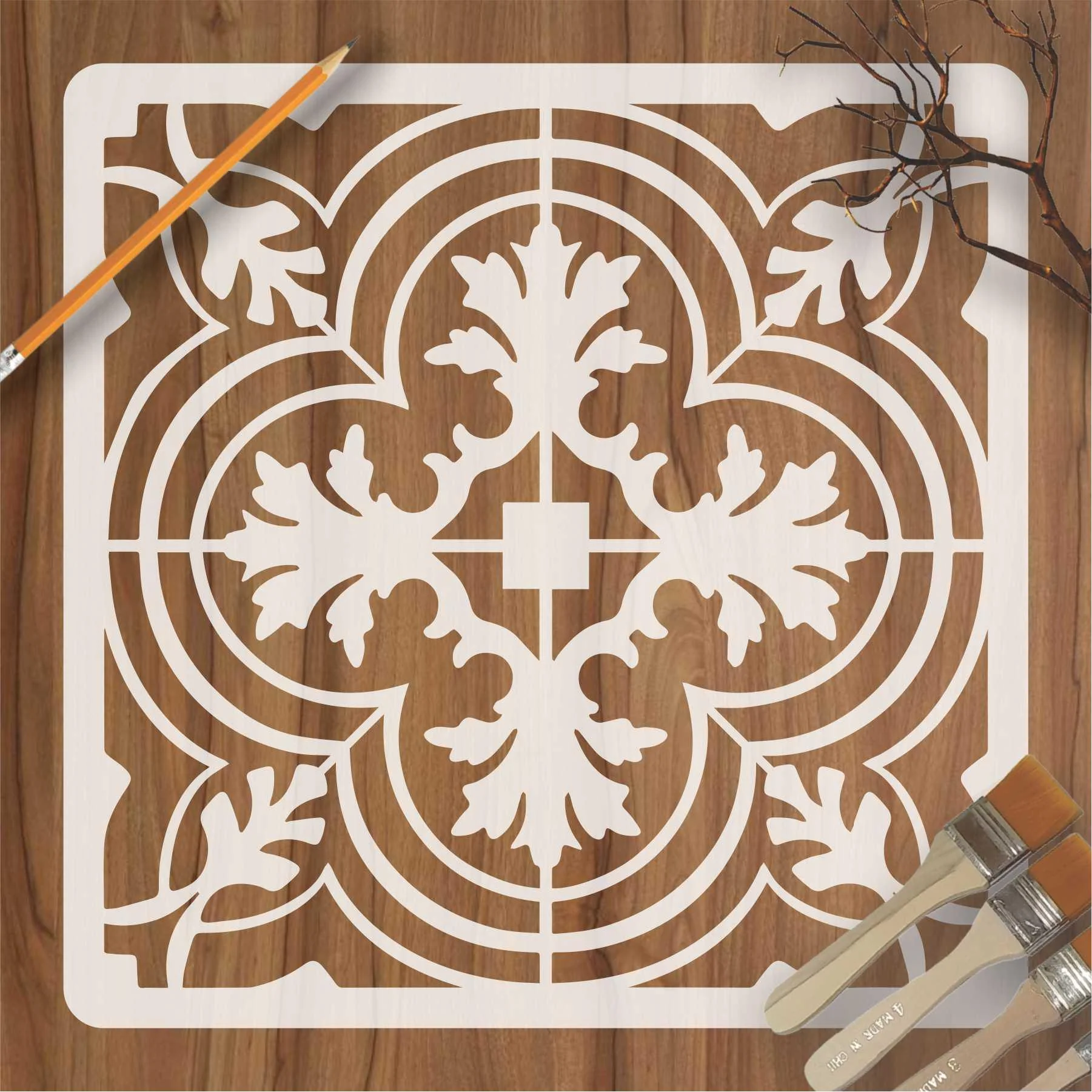 Tile Pattern Reusable Stencil for Canvas and wall painting.ID#155