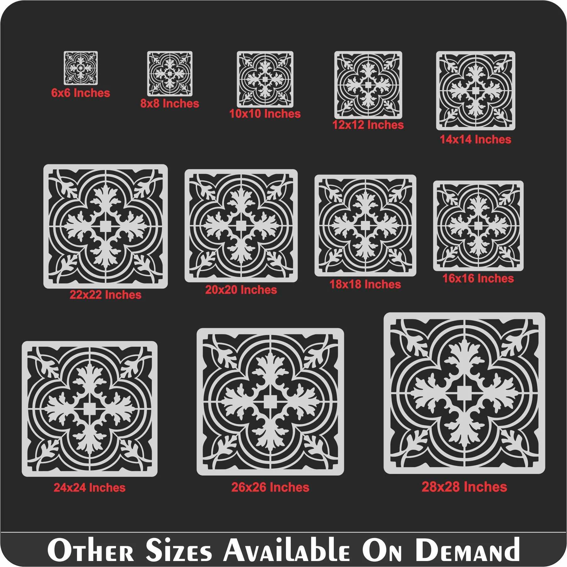 Tile Pattern Reusable Stencil for Canvas and wall painting.ID#155 - Image 7