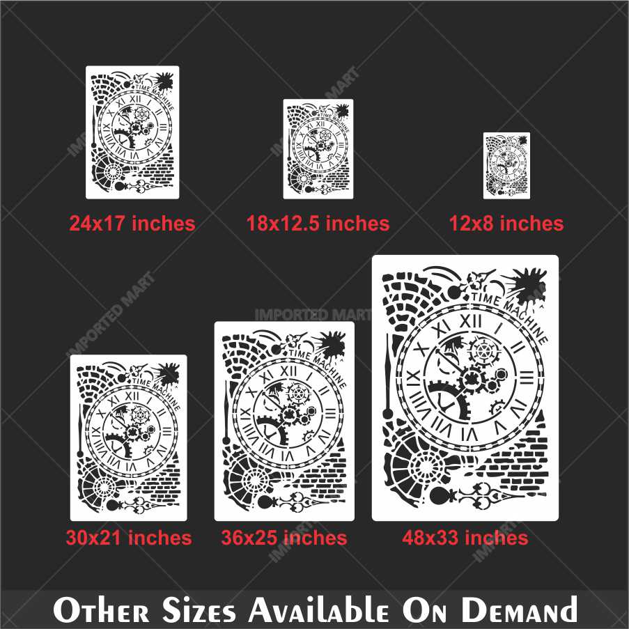 Time Machine Clock Stencil for Wall, Wood & Furniture – Steampunk Gear Design – ID# 675 - Image 5