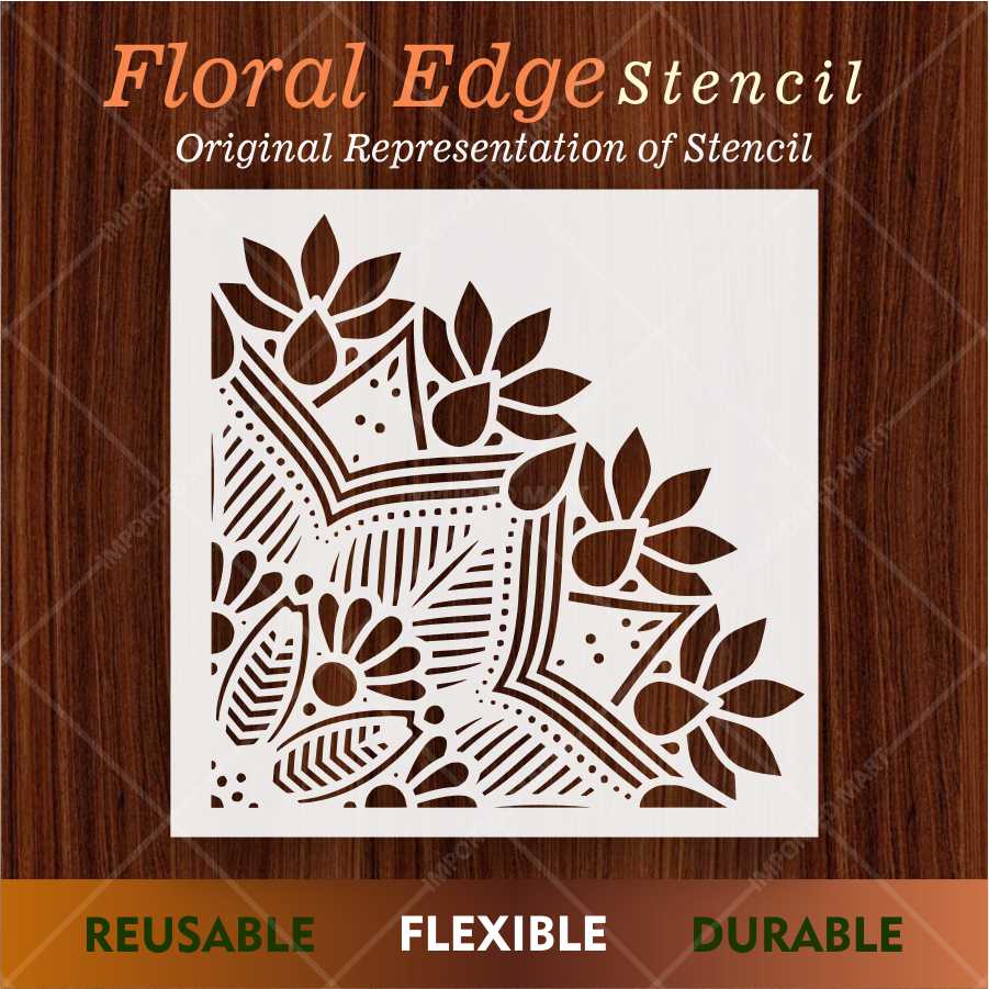 Traditional Floral Corner Motif Stencil for Walls, Fabric & Furniture – ID# 676